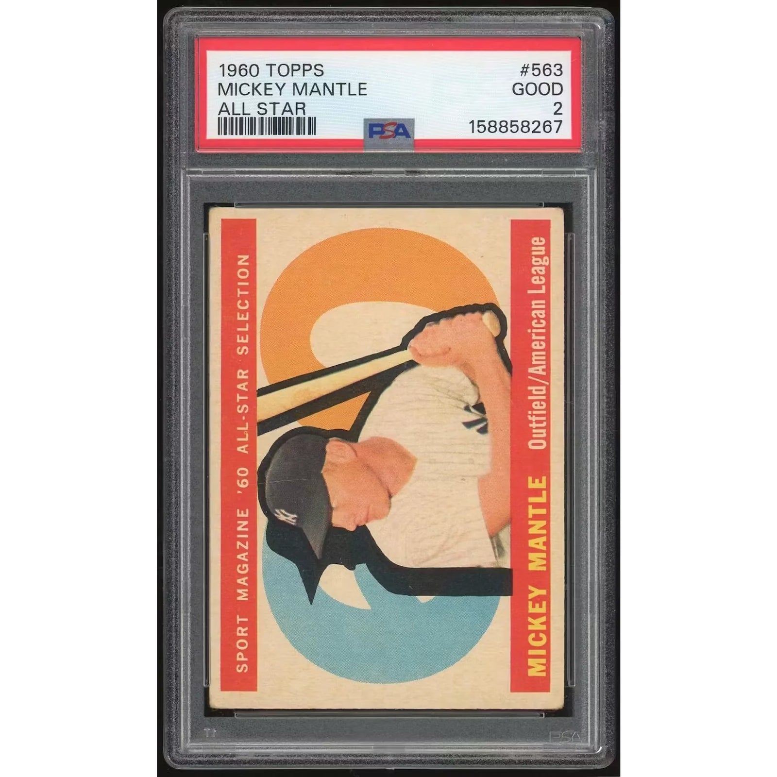 Mickey Mantle 1960 Topps #563 All-Stars Card | PSA 2