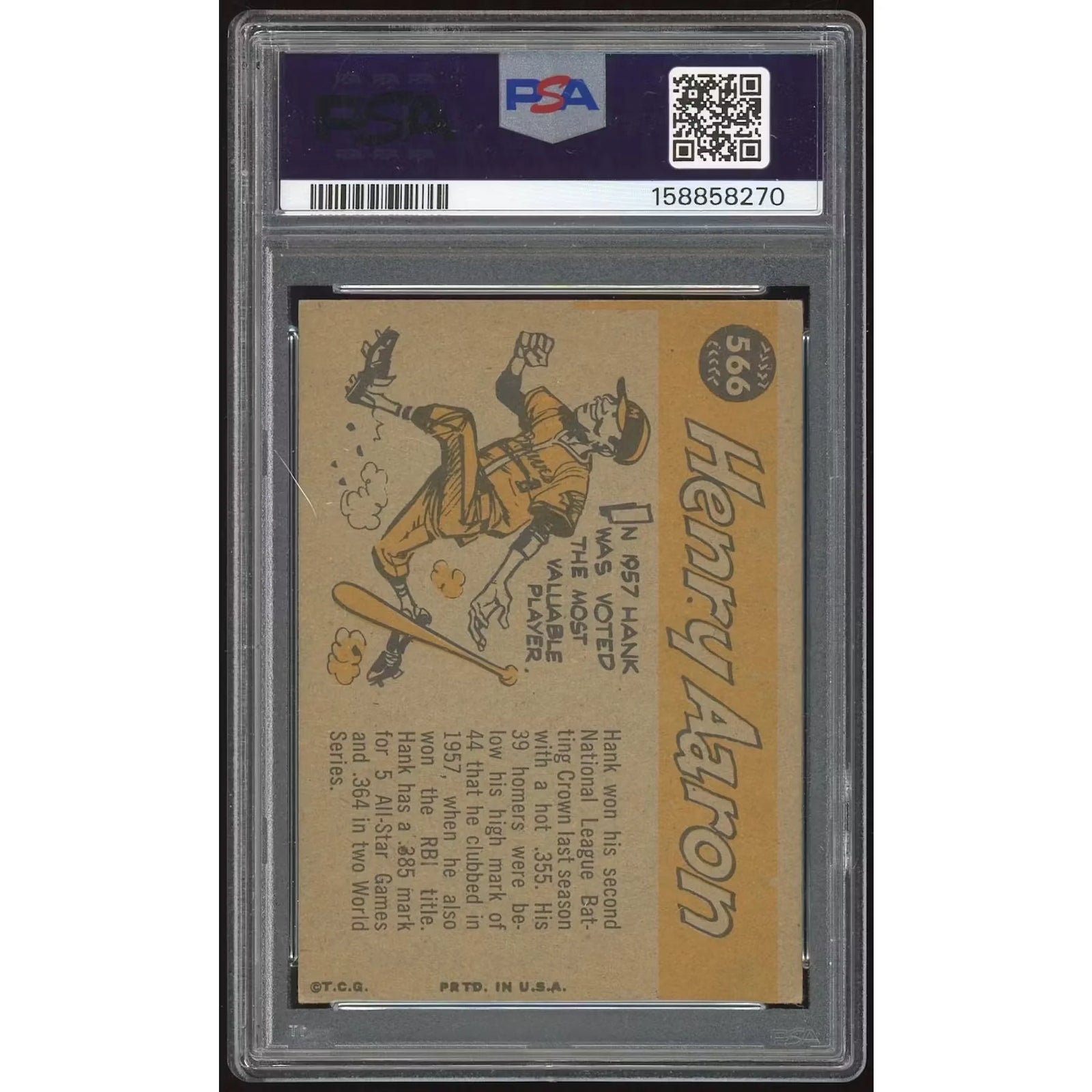 1960 Topps #566 Hank Aaron All-Star Card | PSA 4