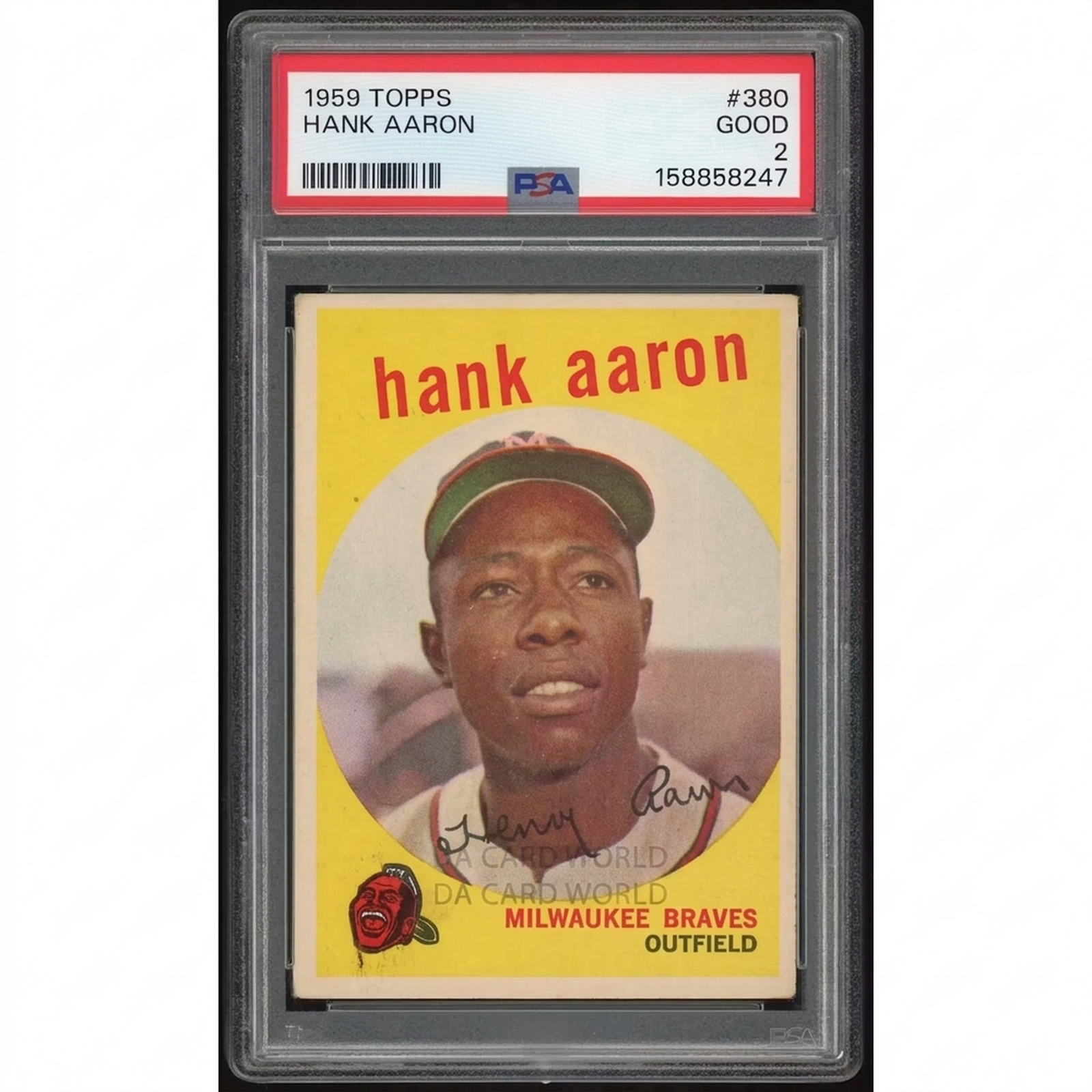 1959 Topps #380 Hank Aaron Baseball Card | PSA 2