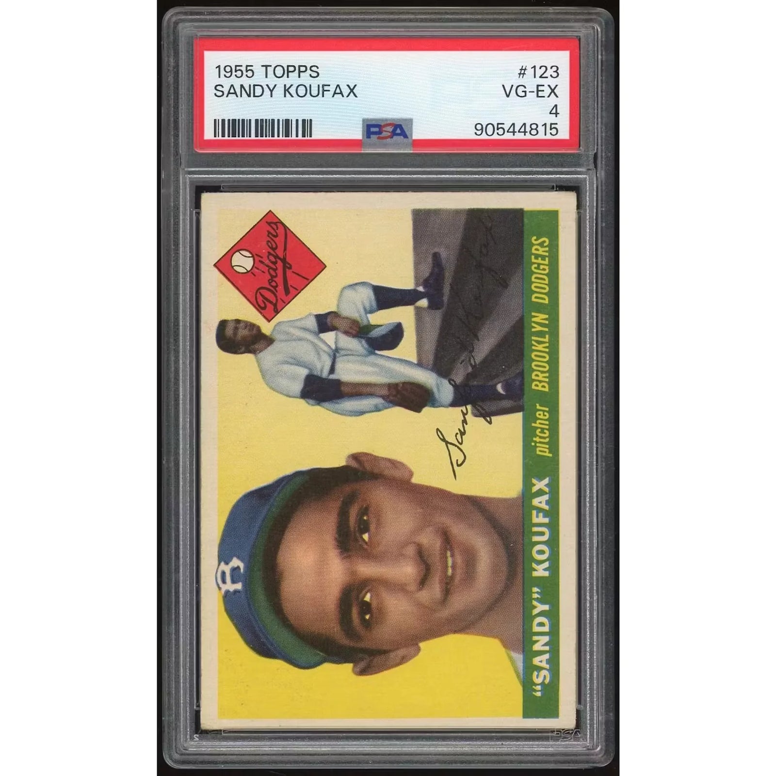 Sandy Koufax 1955 Topps #123 Rookie Card | PSA 4