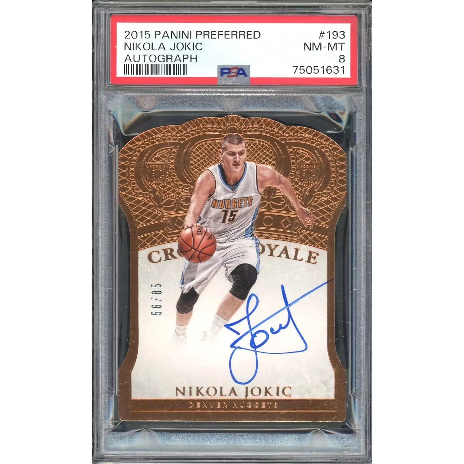 Nikola Jokic Signed 2015 Panini Preferred Card #195 | PSA 8