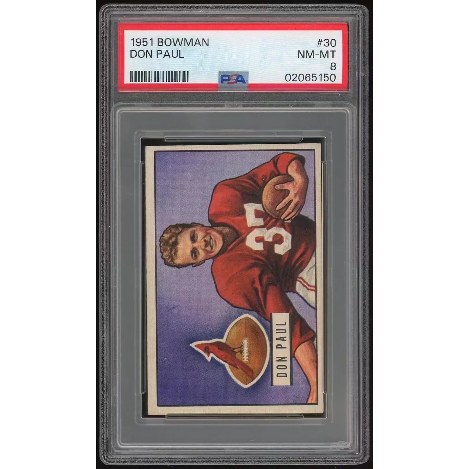 1951 Bowman #30 Don Paul Football Card | PSA 8