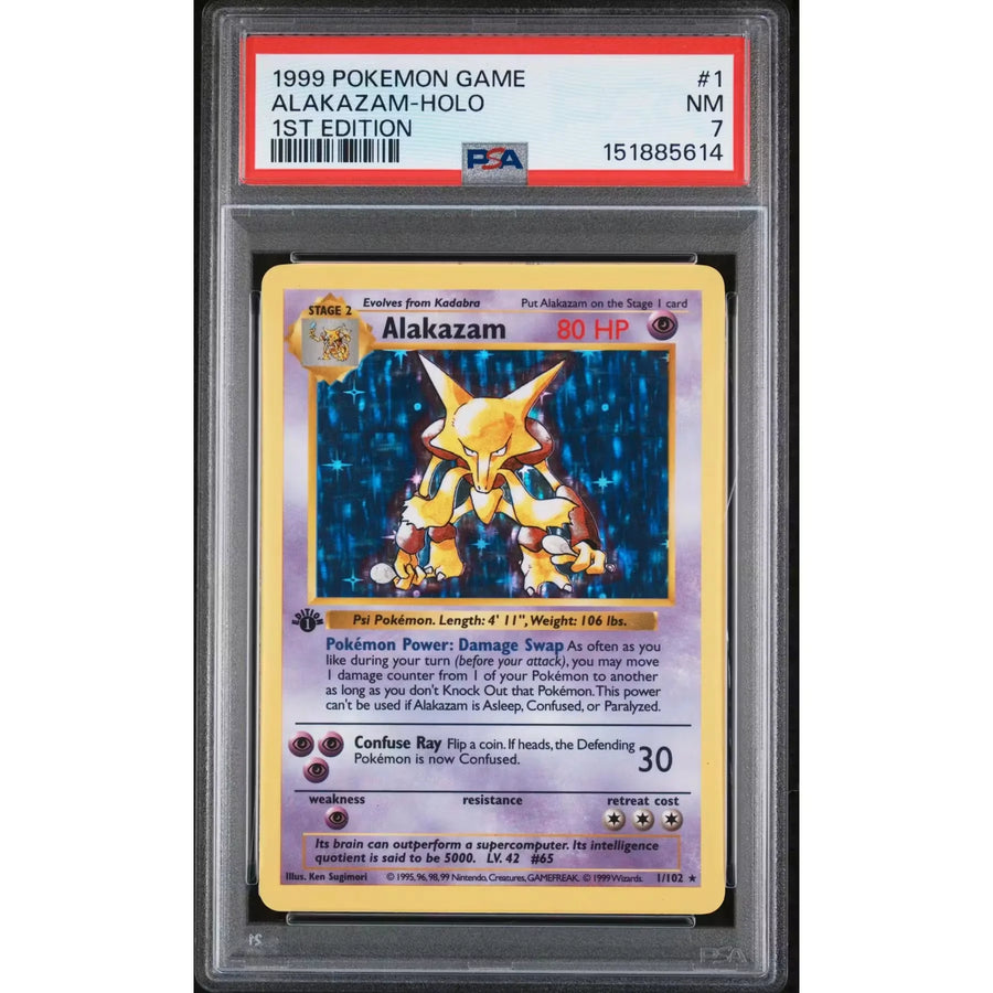 Alakazam 1/102 Pokemon Card | Base Set 1st Edition Shadowless PSA 7
