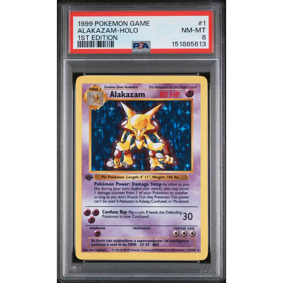 Pokemon Base Set Alakazam 1st Edition Shadowless | PSA 8