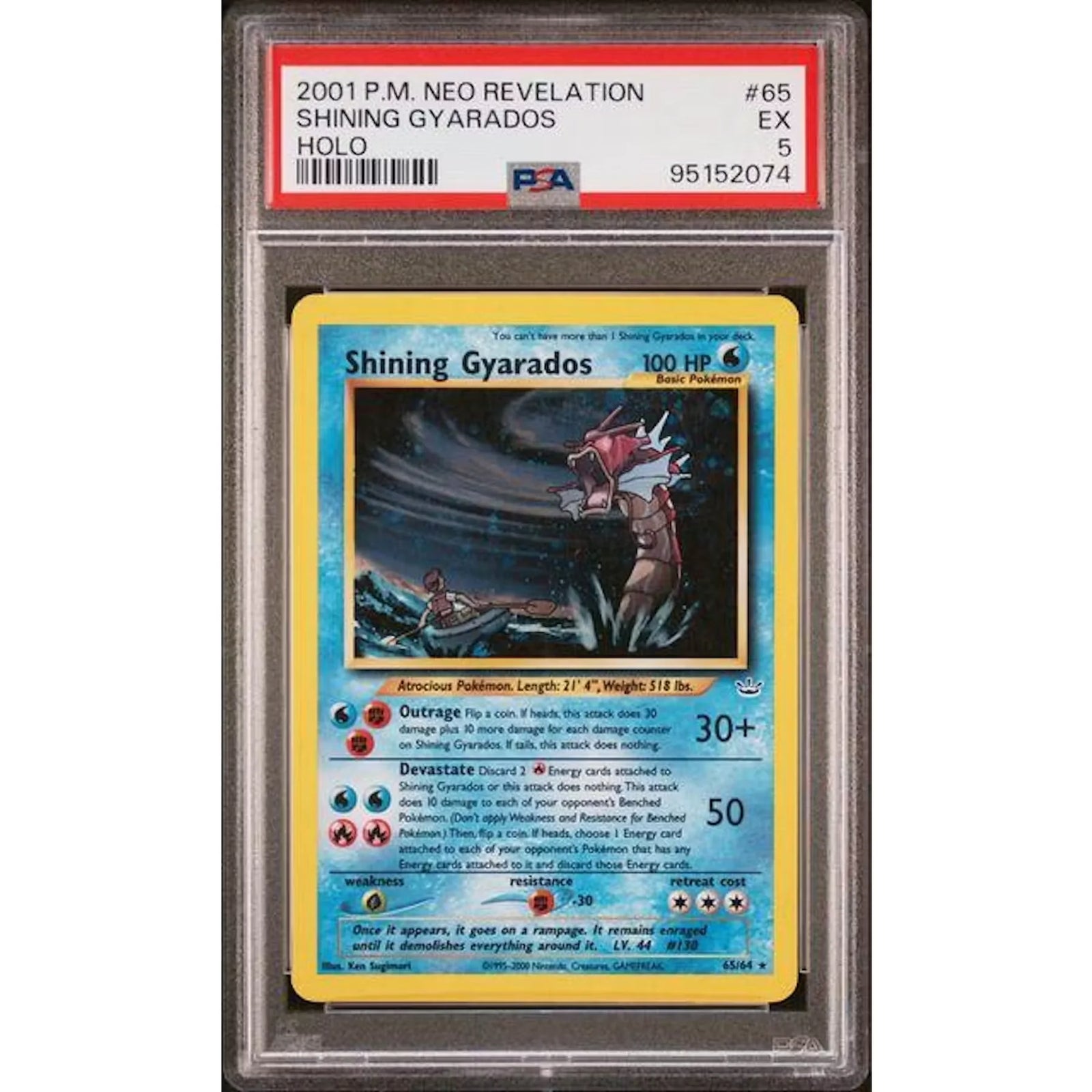 2001 Pokemon Neo Revelation Shining Gyarados Holo #65 | PSA 5