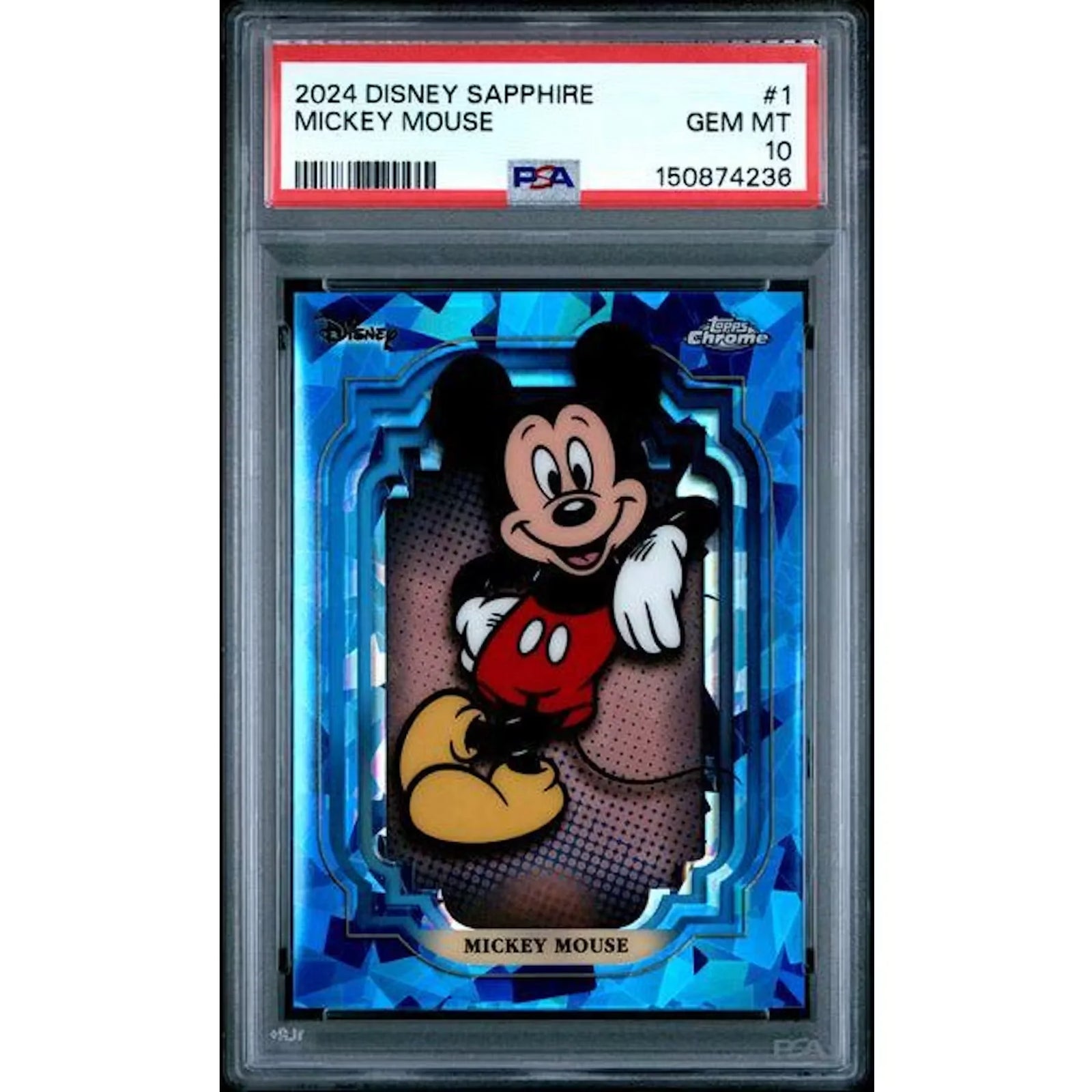 Mickey Mouse Signed 2024 Topps Chrome Disney Sapphire #1 | PSA 10