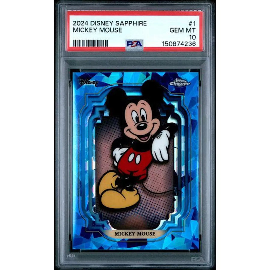 Mickey Mouse Signed 2024 Topps Chrome Disney Sapphire #1 | PSA 10