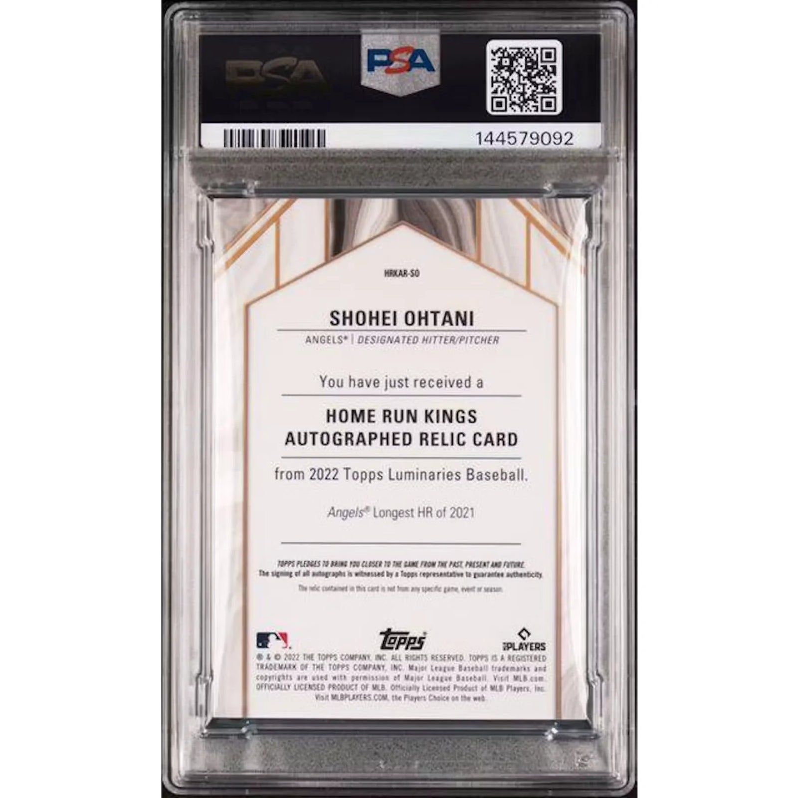 Shohei Ohtani Signed 2022 Topps Luminaries Card | Purple Patch Auto