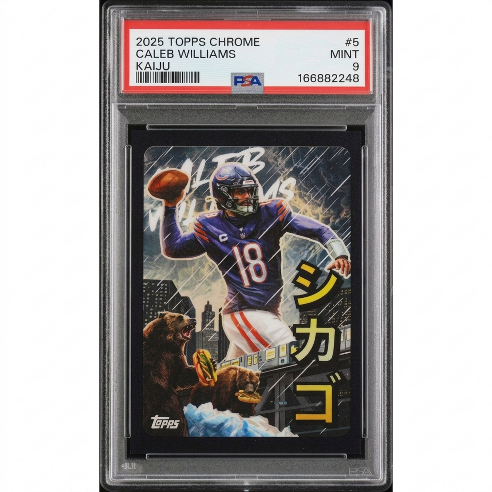 Caleb Williams Signed 2025 Topps Chrome Kaiju #5 | PSA 9