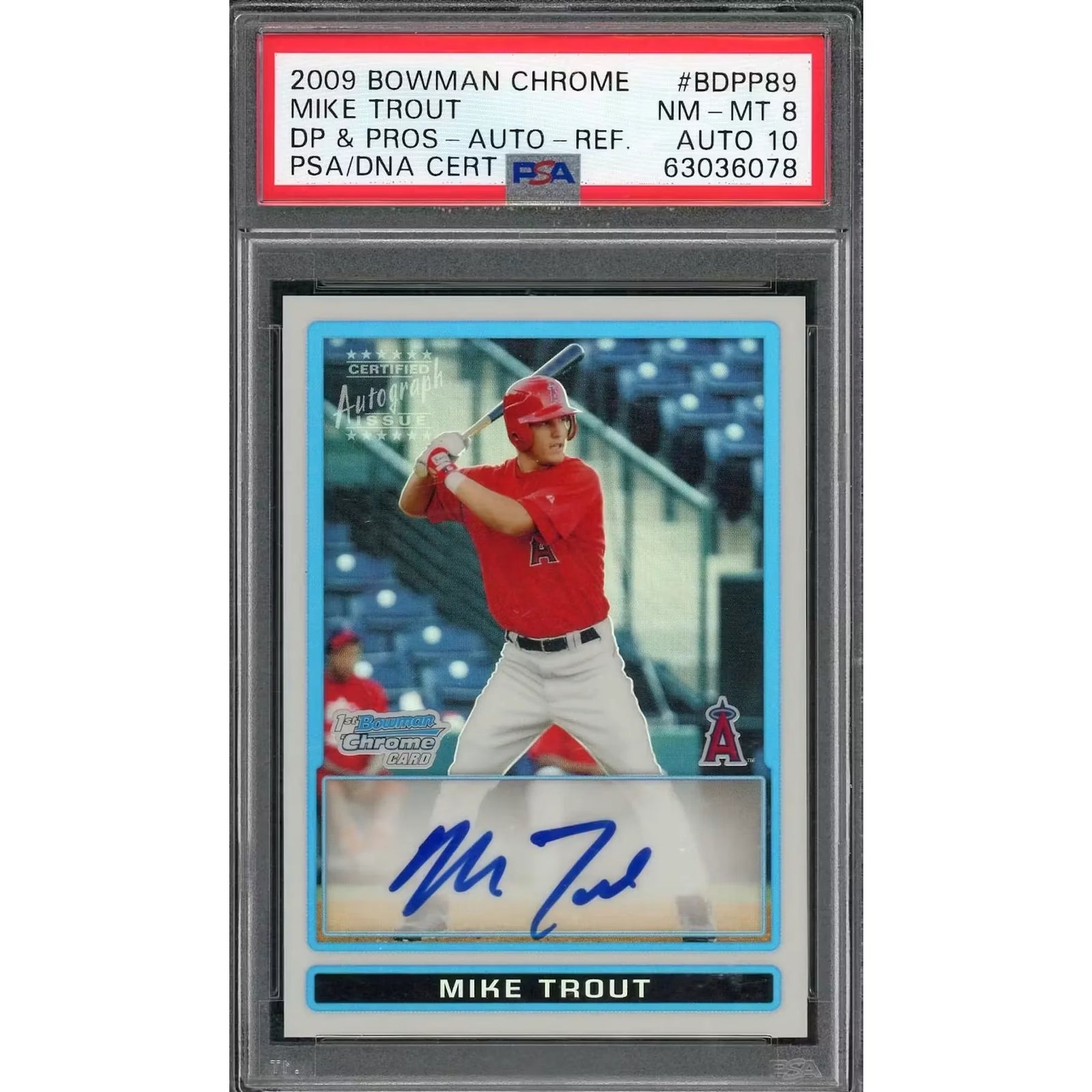 Mike Trout 2009 Bowman Chrome 1st Refractor Auto | PSA 8