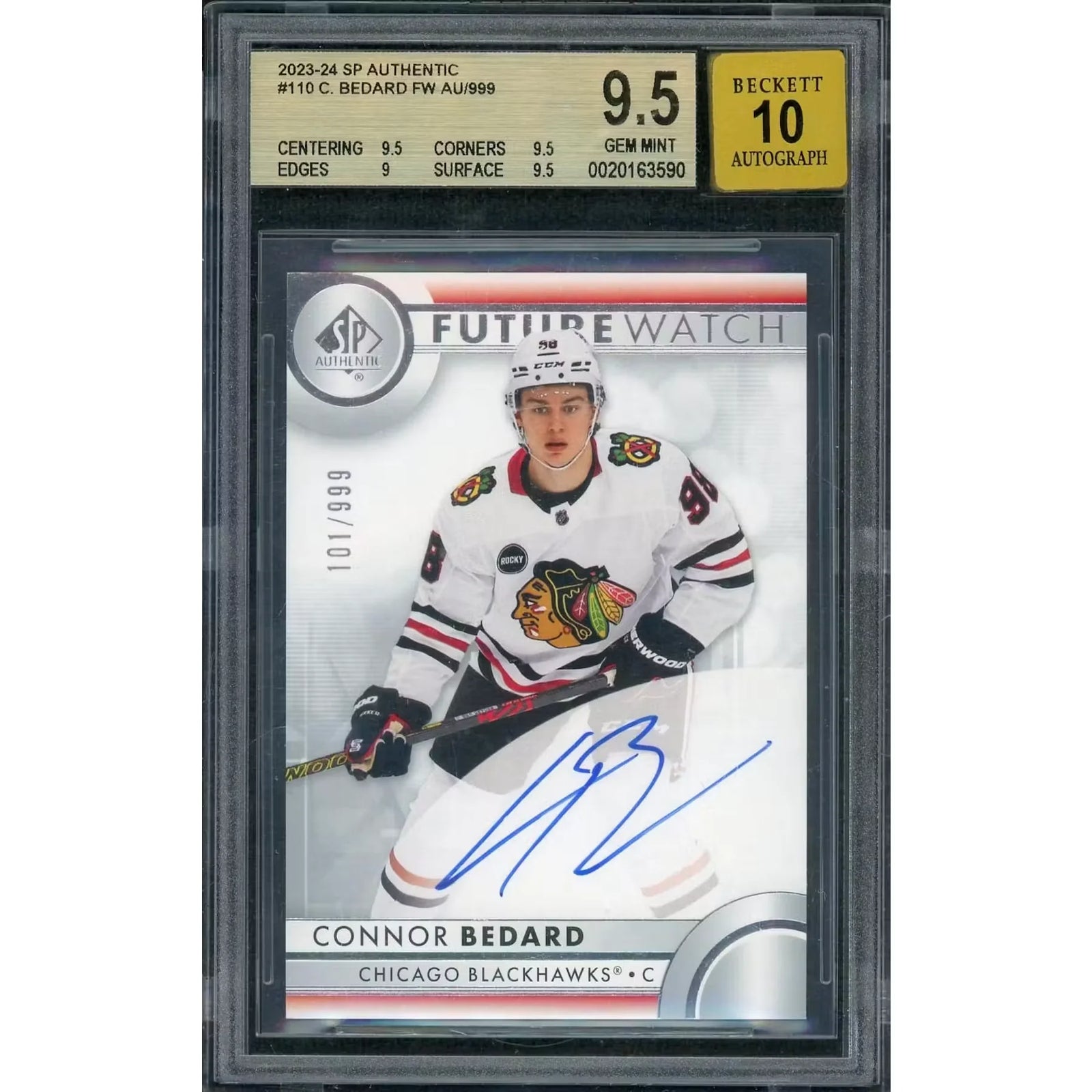 Connor Bedard Signed 2023-24 SP Authentic Card | BGS 9.5
