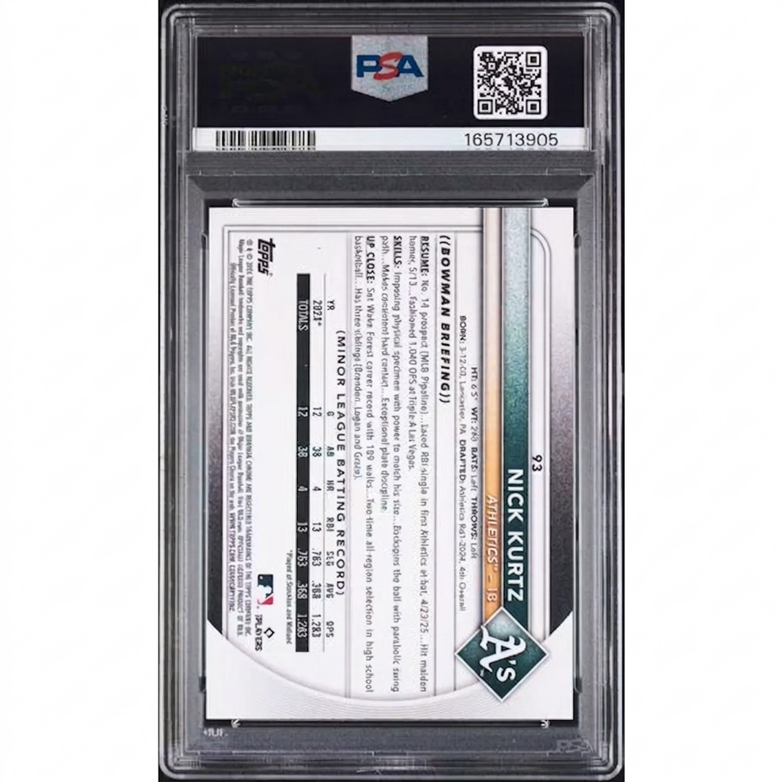 2025 Bowman Chrome Mega Box Nick Kurtz Rose Gold 1/1 #93 PSA 8 93 Card (Ships Sealed Only)