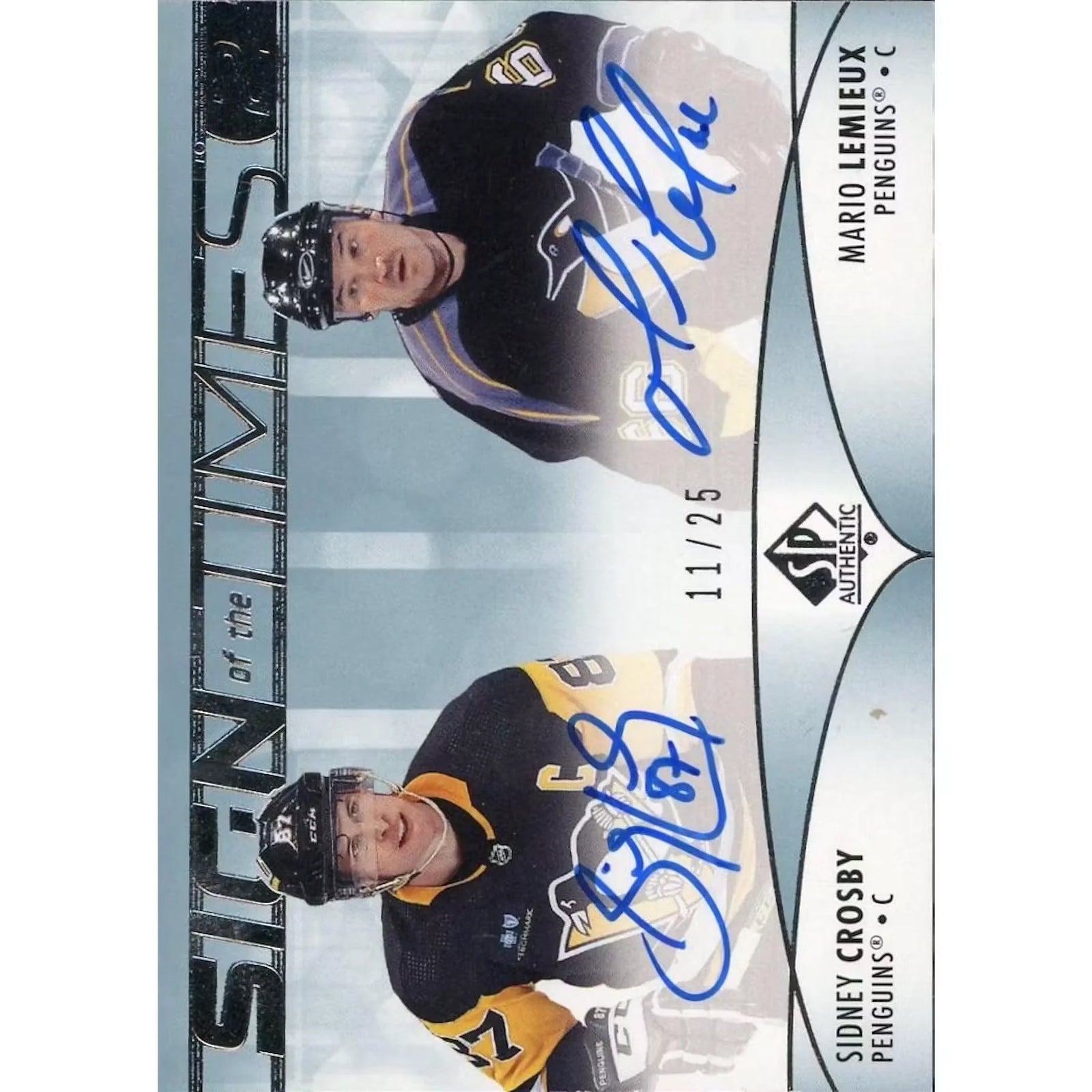 Sidney Crosby and Mario Lemieux Signed Card | 2023-24 SP Authentic Dual Auto/25
