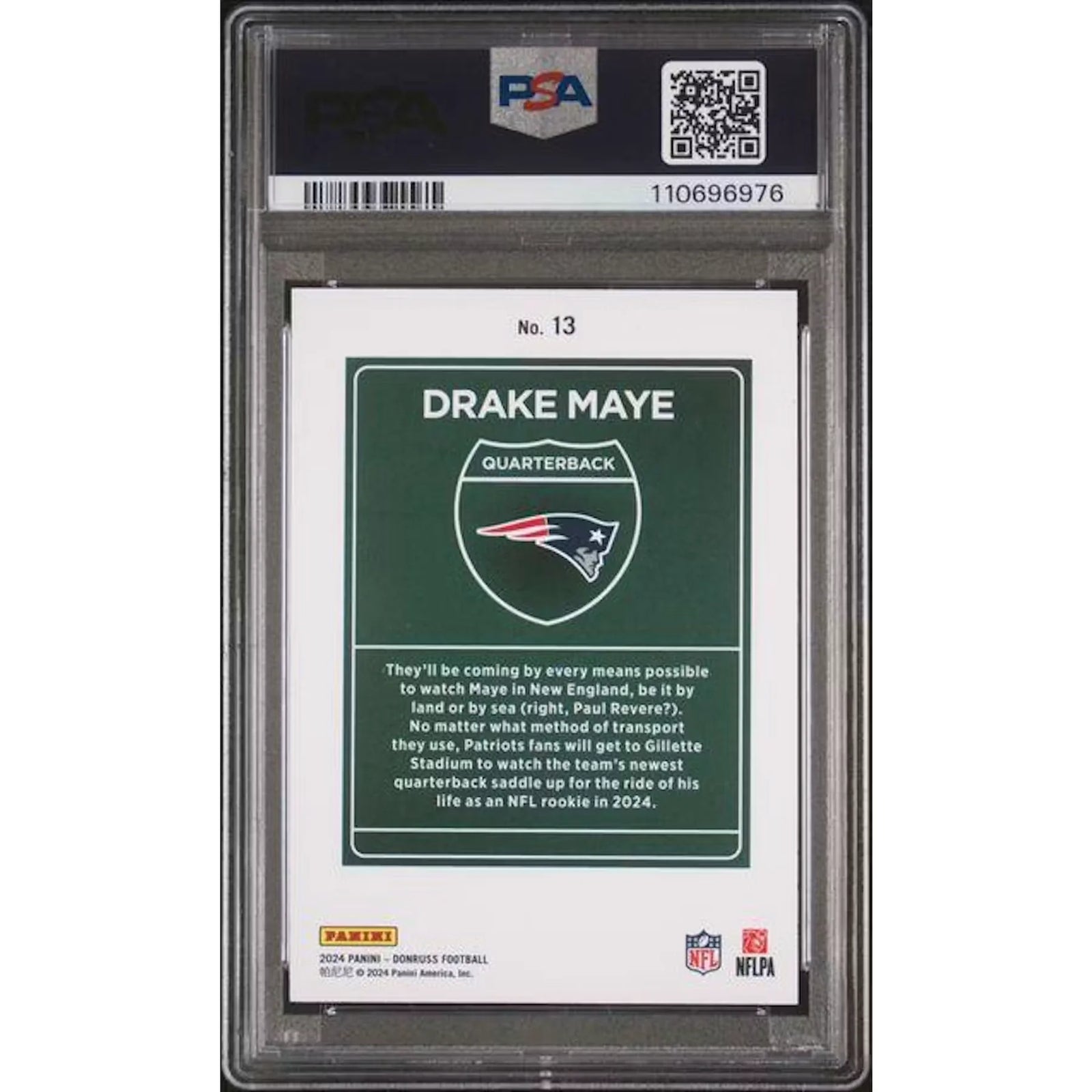 Drake Maye 2024 Panini Donruss Downtown Rookie #13 | PSA 10