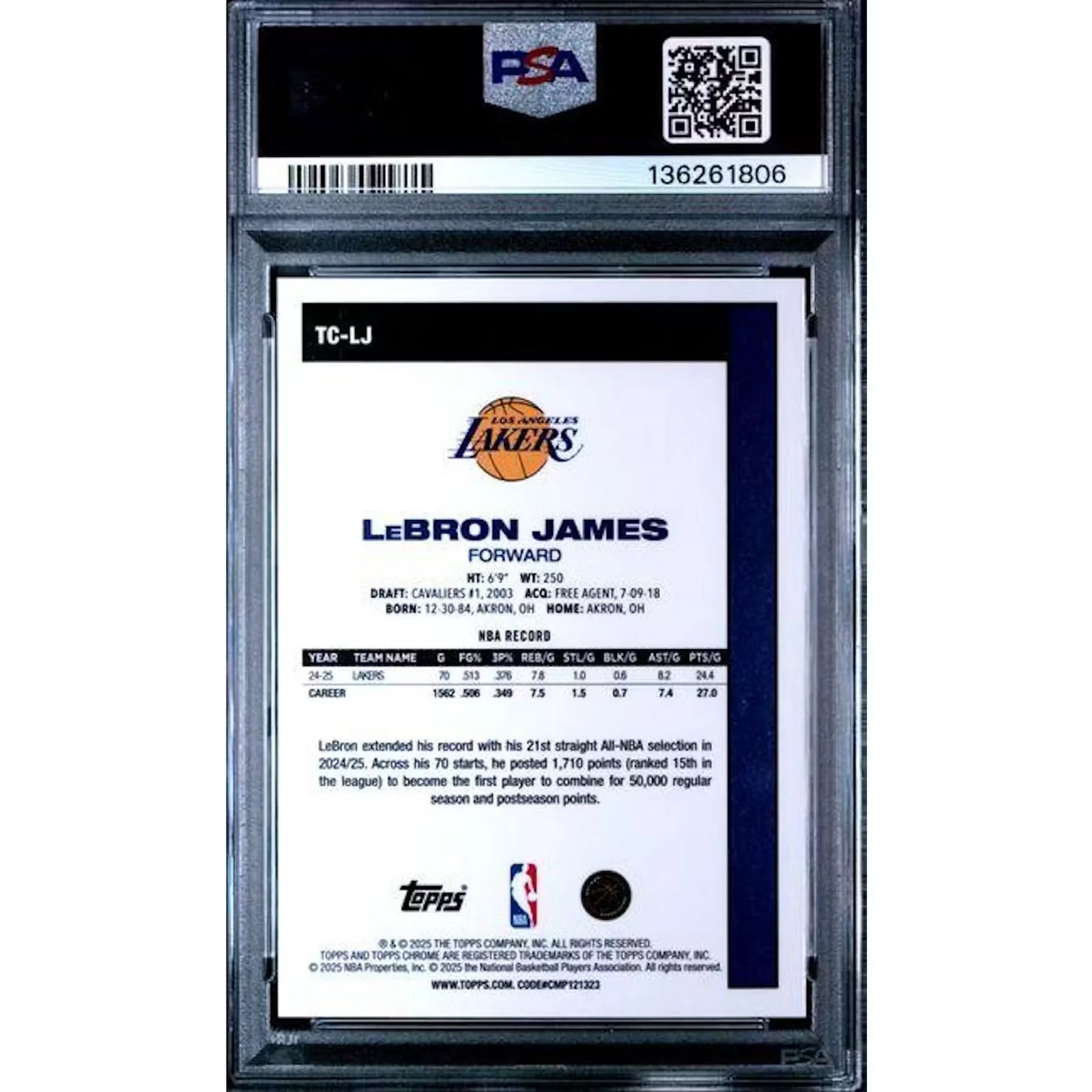 LeBron James 1980-81 Gold Chrome Card | 2025 Topps Silver Pack PSA 10
