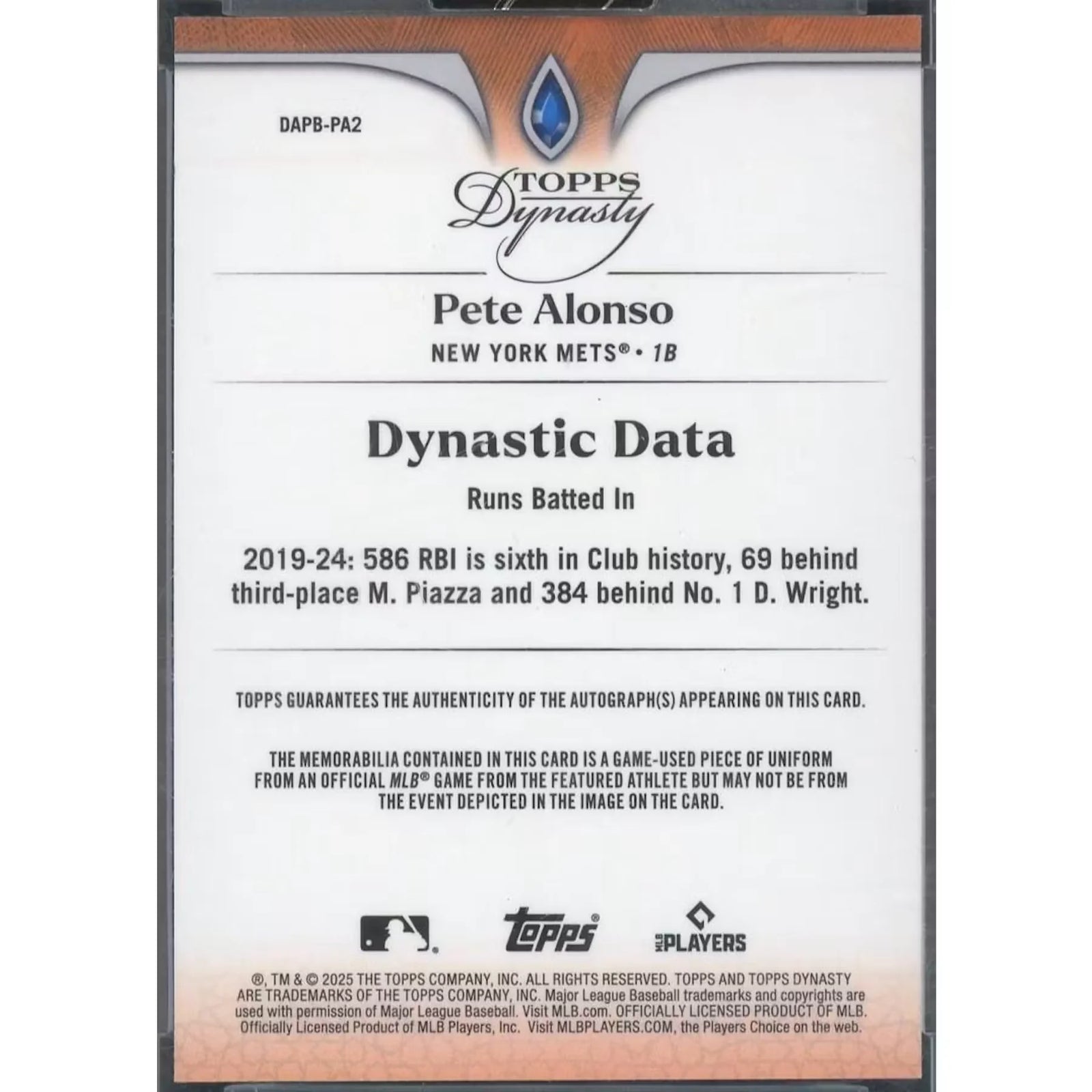 Pete Alonso Signed 2019 Topps Dynasty Card | Nike Swoosh Patch Auto 1/1