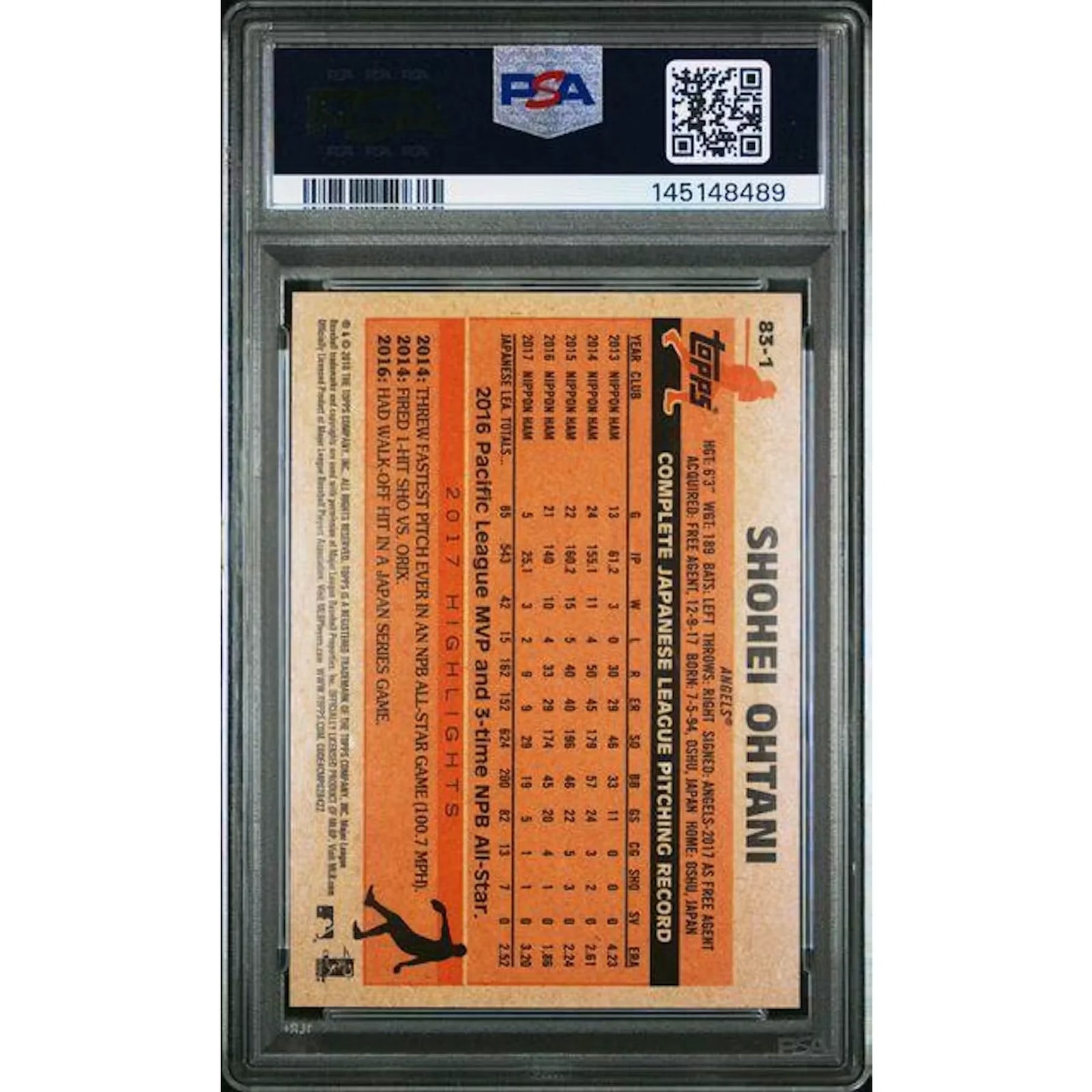 2018 Shohei Ohtani 1983 Baseball Rookies Card #83-1 | PSA 10