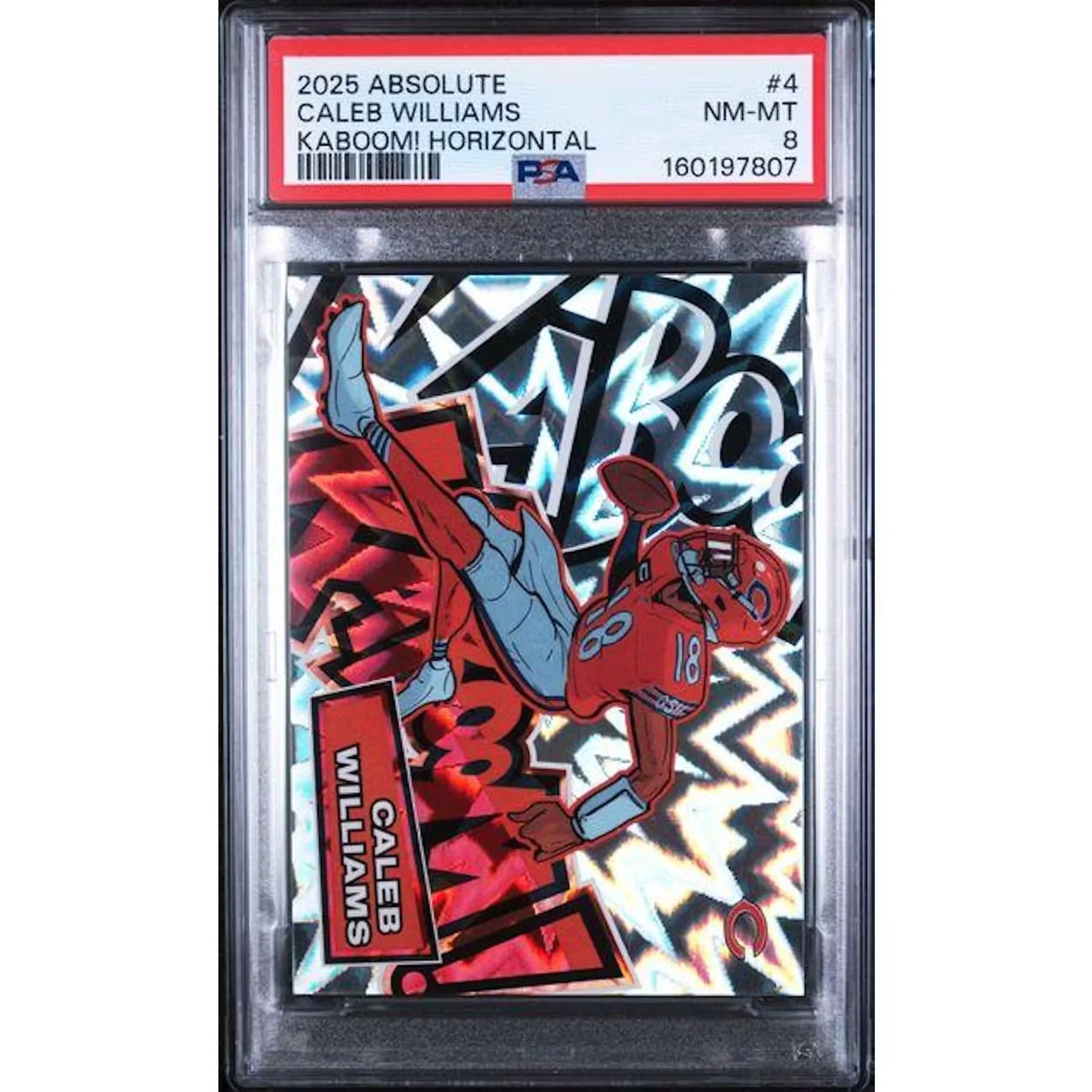 Caleb Williams 2025 Panini Absolute Kaboom #4 | PSA 8