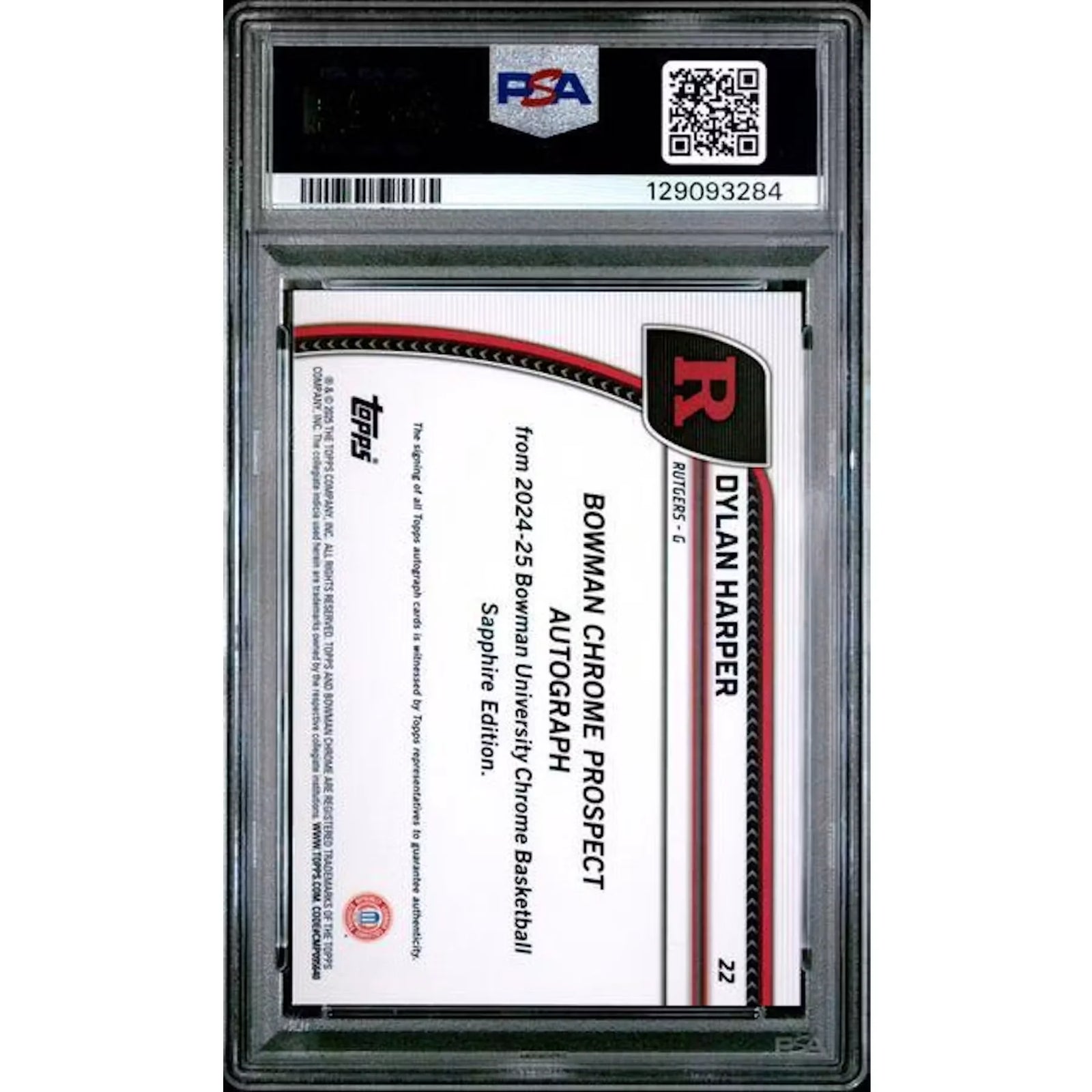 Dylan Harper 2024 Bowman U Sapphire Prospect Auto | PSA 10 #22