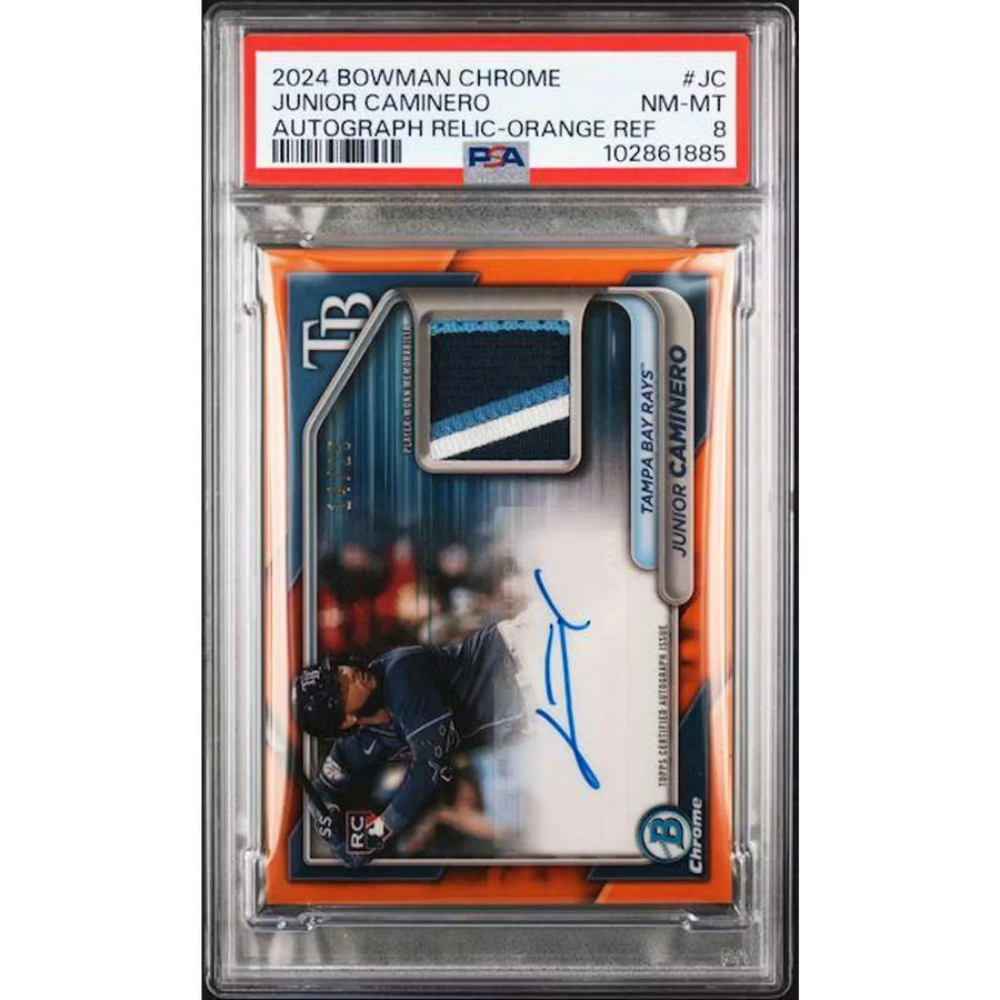 Junior Caminero 2024 Bowman Chrome Rookie Orange RPA/25 | PSA 8
