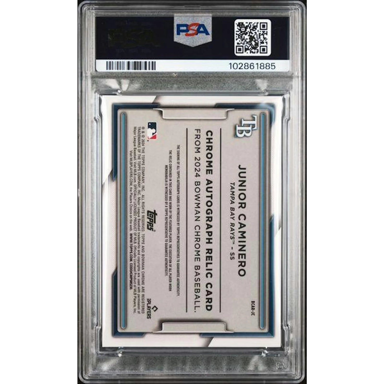 Junior Caminero 2024 Bowman Chrome Rookie Orange RPA/25 | PSA 8