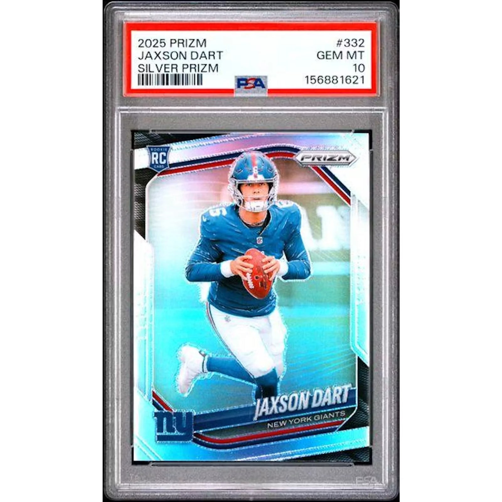 Jaxson Dart 2025 Panini Prizm Silver Prizm Rookie #332 | PSA 10
