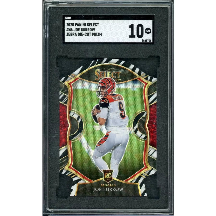 Joe Burrow 2020 Panini Select Zebra Die-Cut Prizm Card | SGC 10