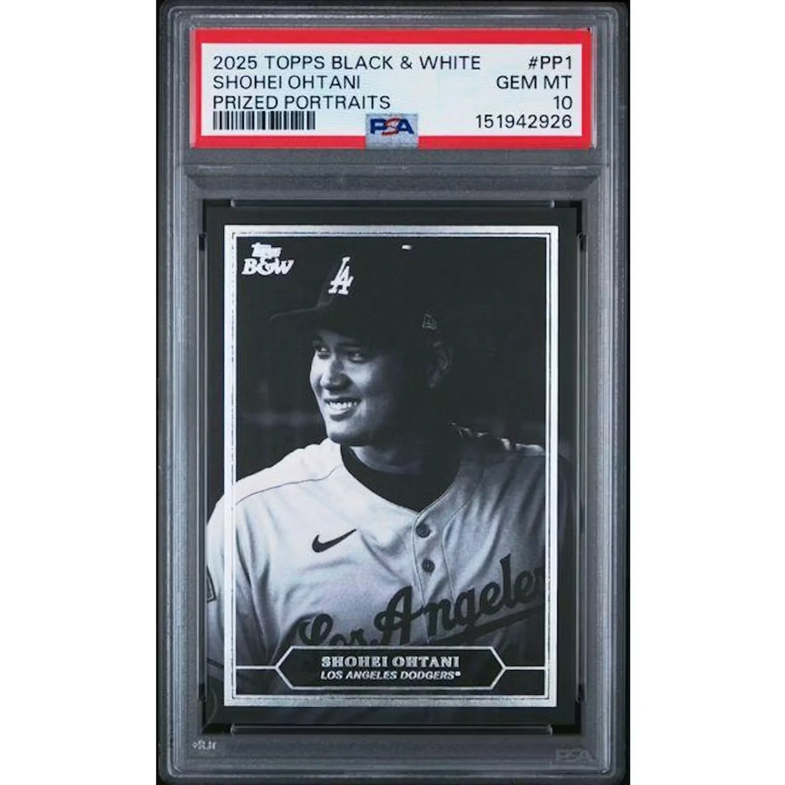 Shohei Ohtani 2025 Topps Black & White Prized Portraits #PP1 | PSA 10