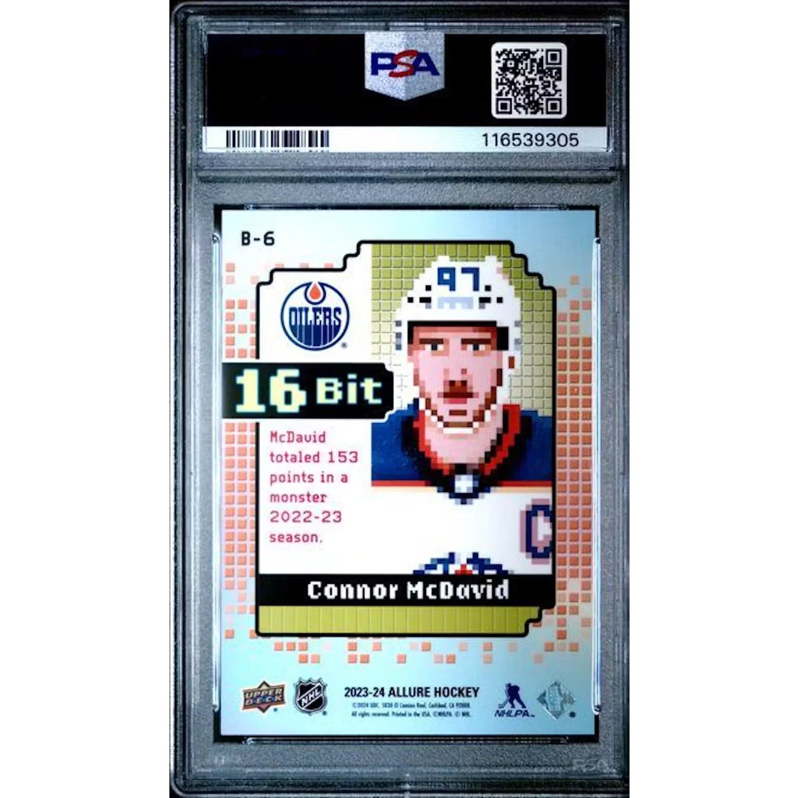 Connor McDavid 2023-24 Upper Deck Allure 16-Bit #B6 Card | PSA 10