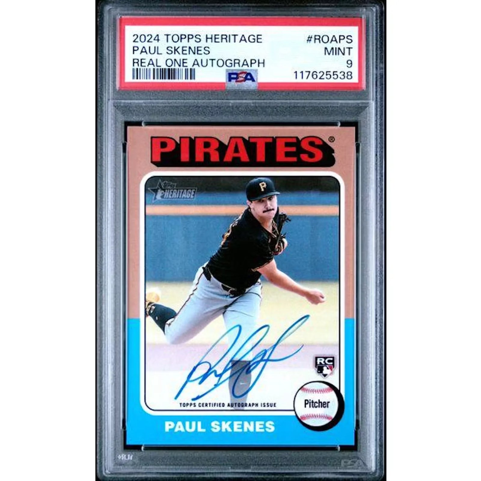 Paul Skenes Signed 2024 Topps Heritage Rookie Card | PSA 9 Real One Auto