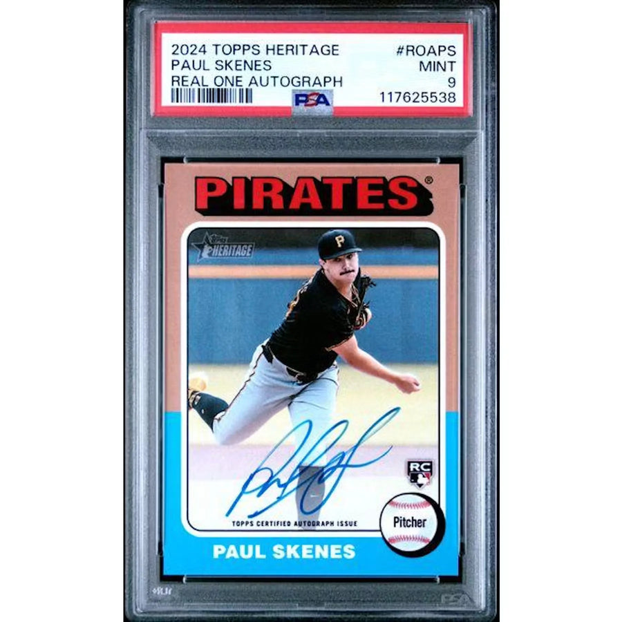 Paul Skenes Signed 2024 Topps Heritage Rookie Card | PSA 9 Real One Auto