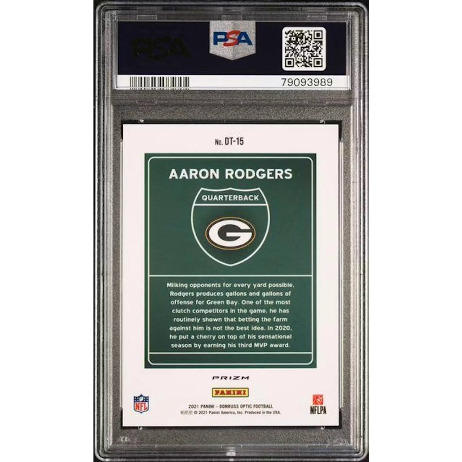 Aaron Rodgers 2021 Panini Donruss Optic Downtown #DT15 | PSA 9
