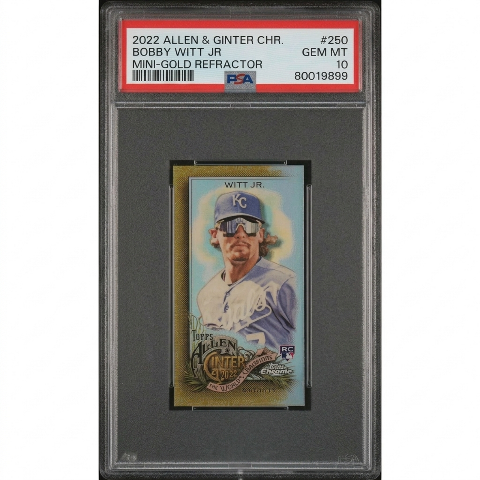 Bobby Witt Jr. 2022 Topps Allen & Ginter Chrome Mini Gold Refractor #05/50 | PSA 10