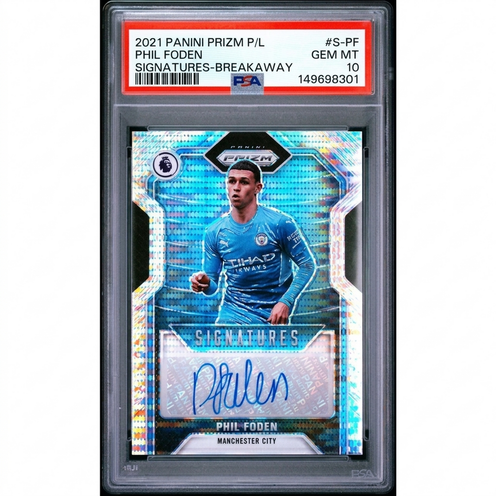 Phil Foden Signed 2021 Panini Prizm Premier League Card | PSA 10