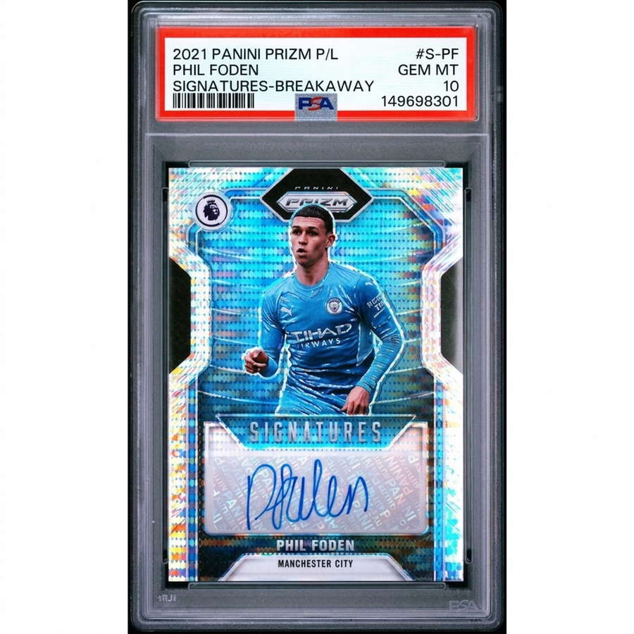 Phil Foden Signed 2021 Panini Prizm Premier League Card | PSA 10
