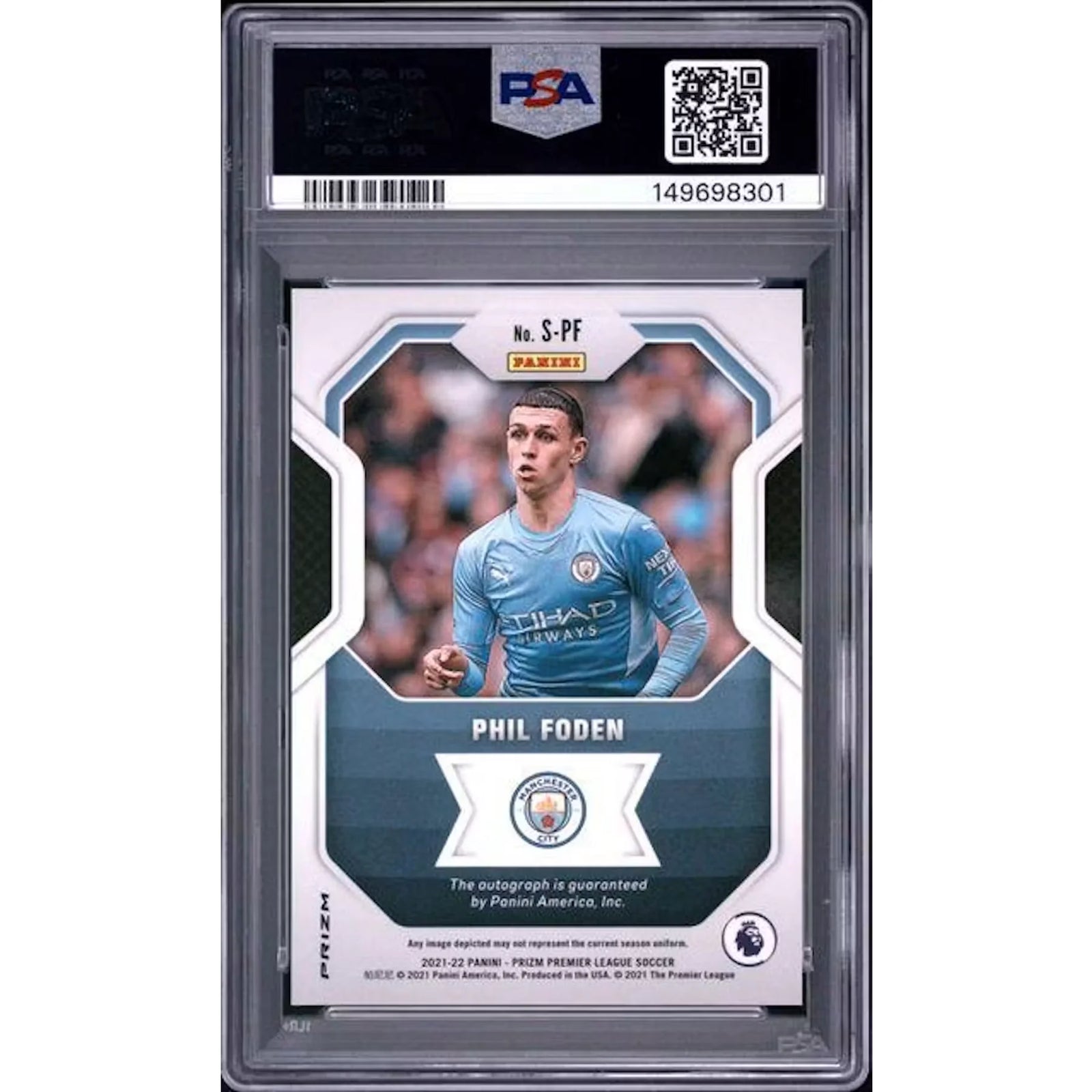 Phil Foden Signed 2021 Panini Prizm Premier League Card | PSA 10