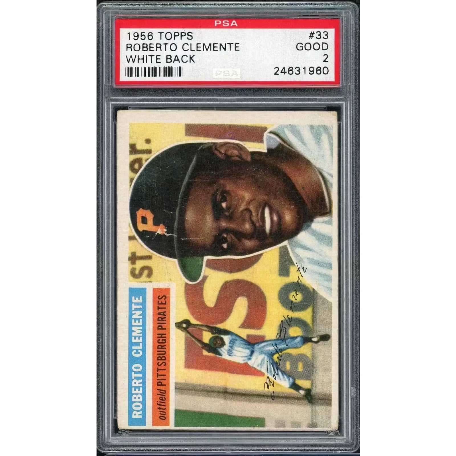 Roberto Clemente 1956 Topps White Back #33 | PSA 2