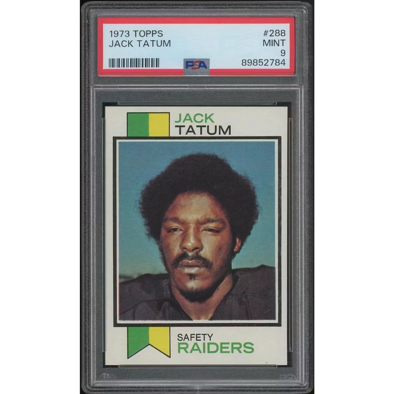 Jack Tatum 1973 Topps Football #288 Rookie Card | PSA 9 Mint