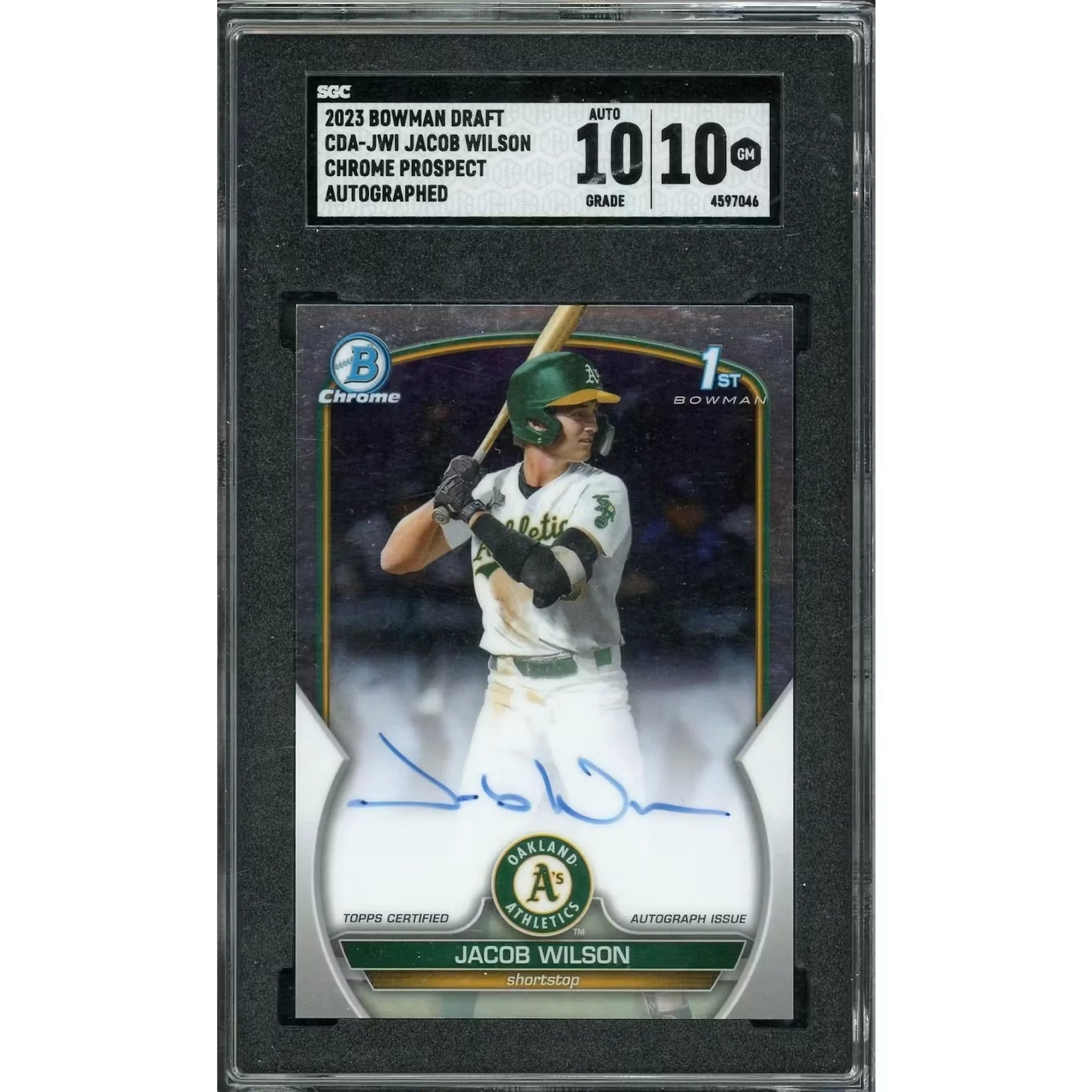 Jacob Wilson Signed 2023 Bowman Draft Chrome Prospect Card | SGC 10