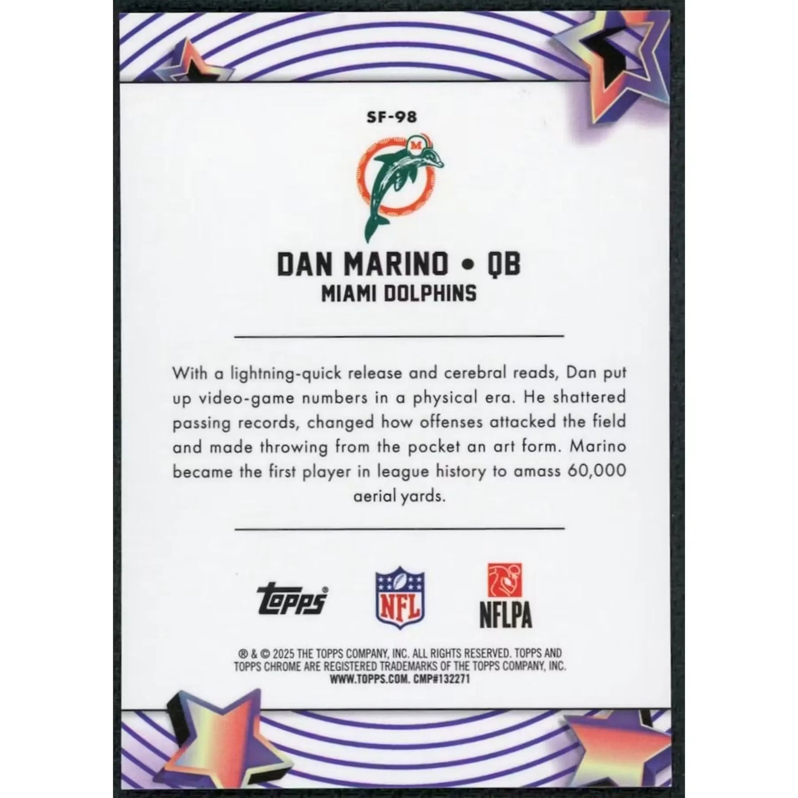 Dan Marino Signed 2025 Topps Cosmic Chrome Red Refractor Card | #SF-98