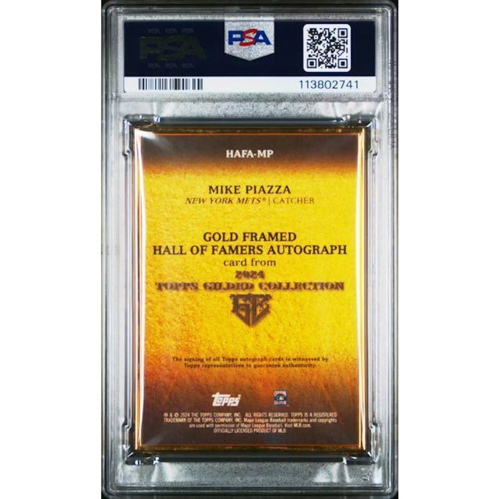 Mike Piazza Signed 2024 Topps Gilded Collection Card | PSA 9
