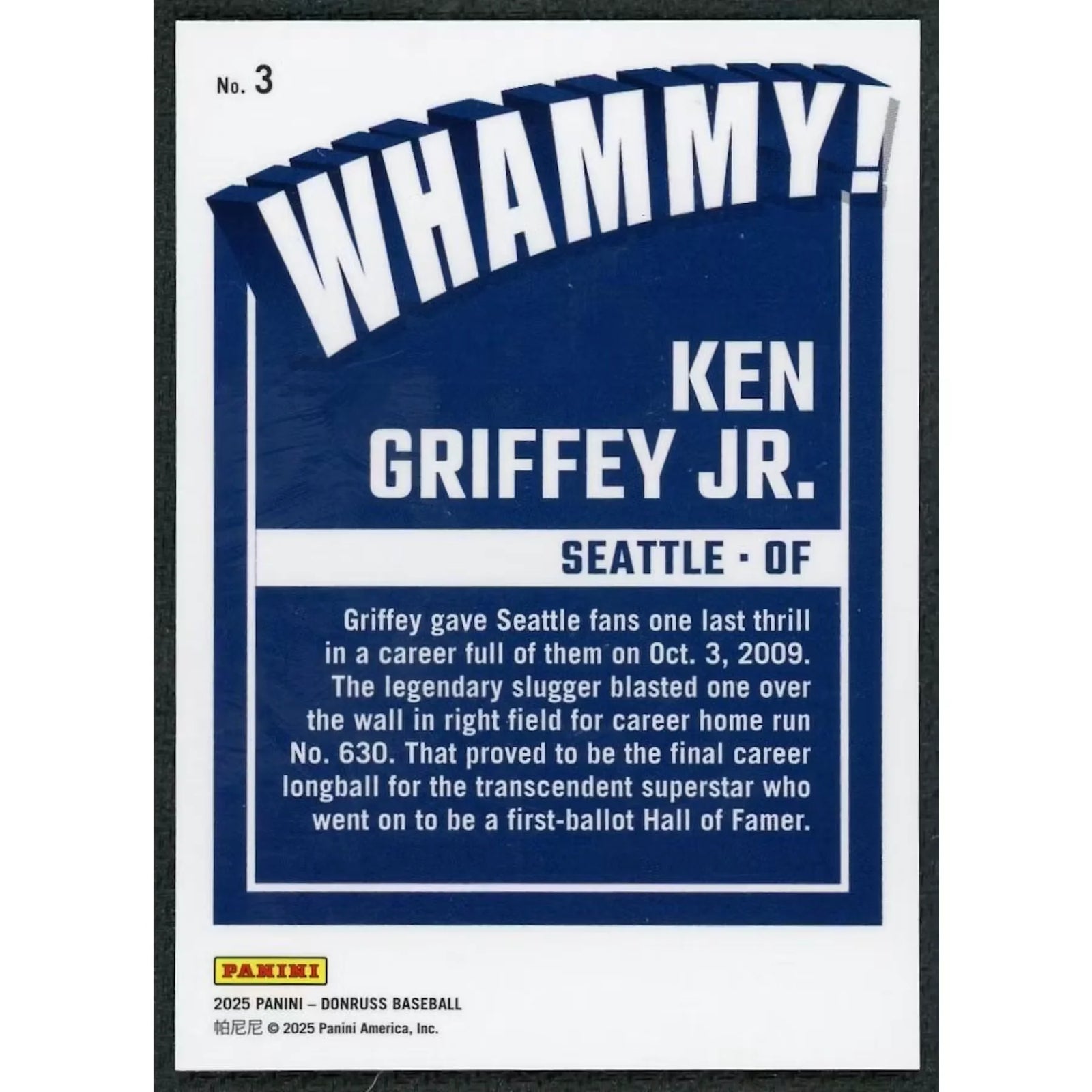 Ken Griffey Jr. 2025 Panini Donruss Optic Whammy #3 Card