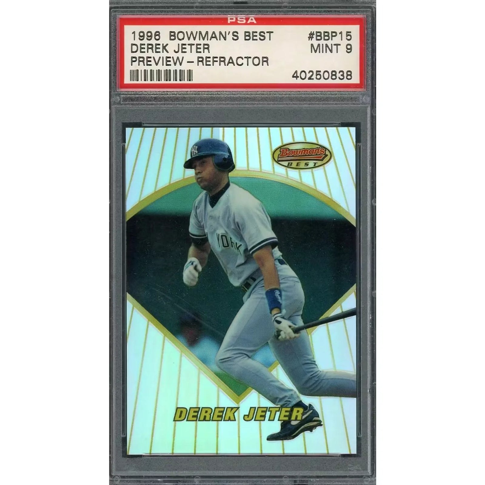 Derek Jeter 1996 Bowman's Best Preview Refractor #BBP15 | PSA 9
