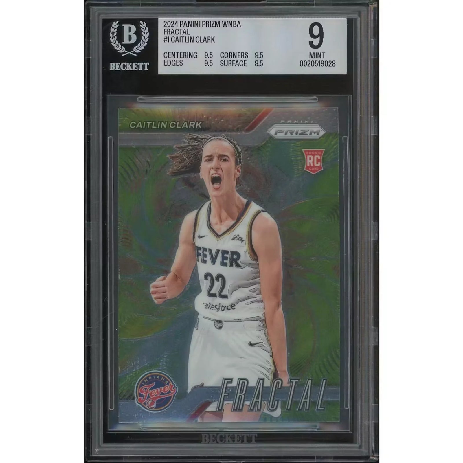 Caitlin Clark 2024 Panini Prizm WNBA #1 Fractal Rookie | BGS 9 Mint