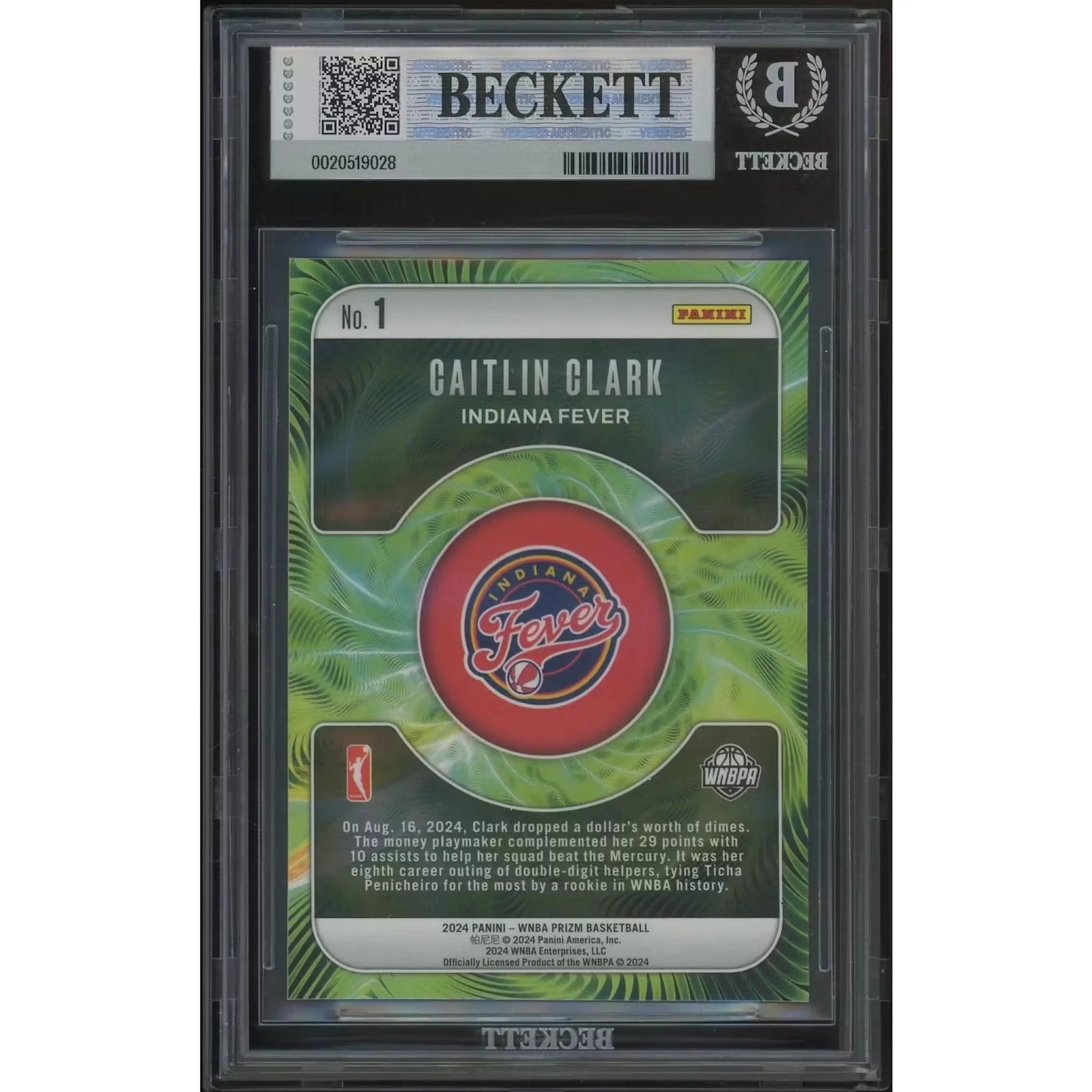 Caitlin Clark 2024 Panini Prizm WNBA #1 Fractal Rookie | BGS 9 Mint
