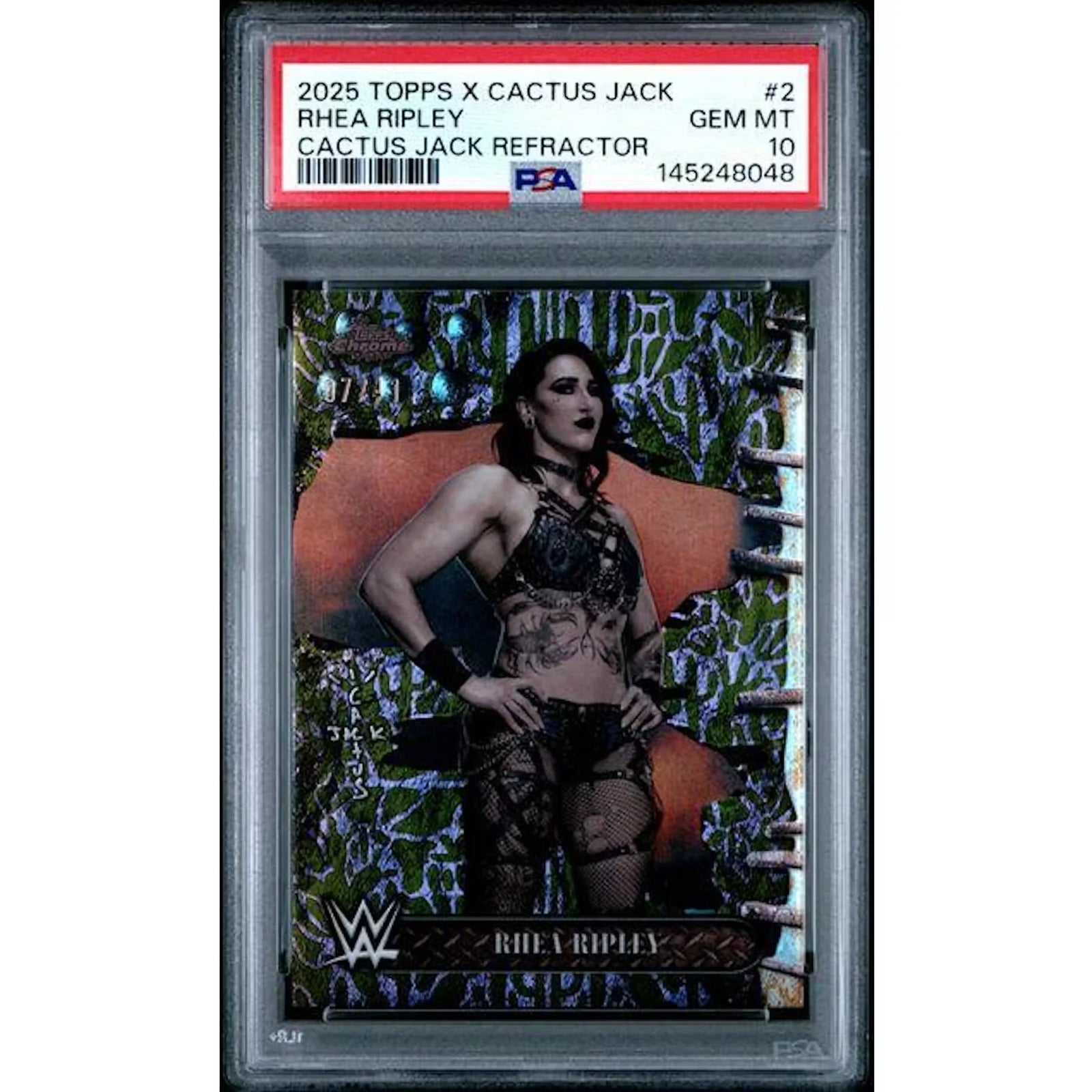 Rhea Ripley 2025 Topps X Cactus Jack Refractor | PSA 10