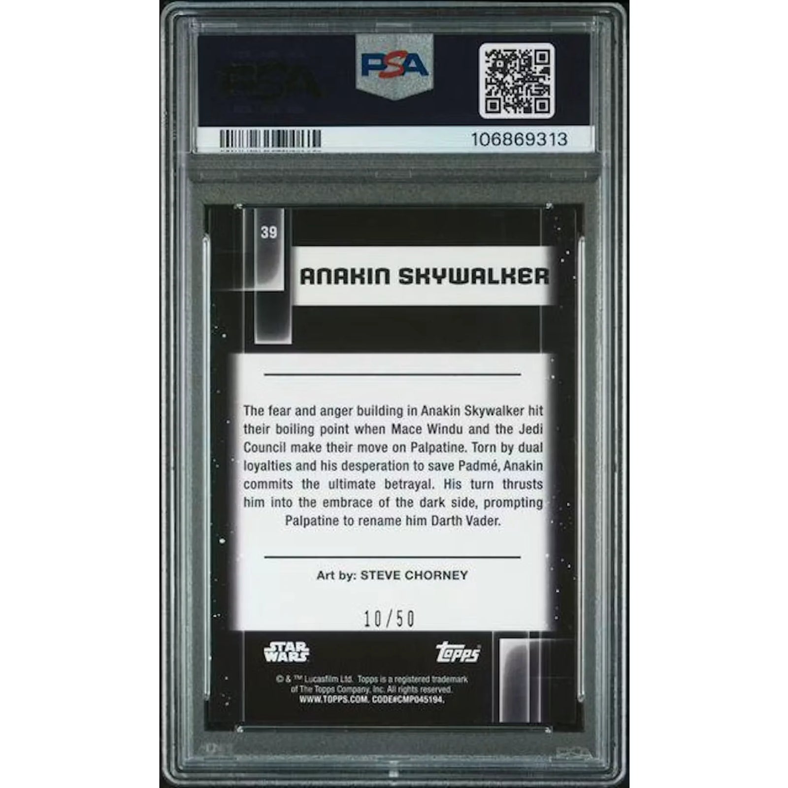 Anakin Skywalker 2021 Topps Chrome Galaxy Card | Mojo Refractor PSA 10