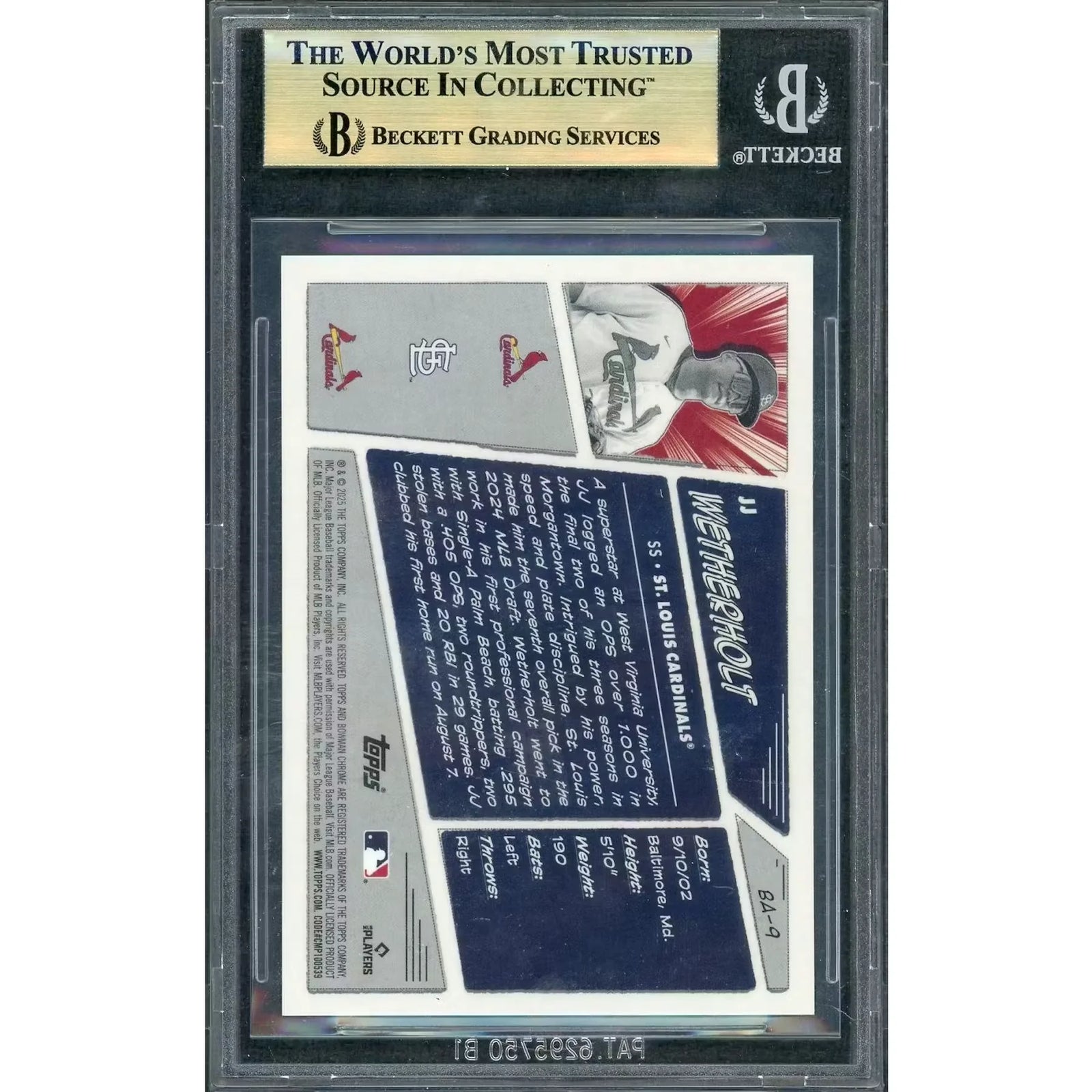 JJ Wetherholt 2025 Bowman Chrome Anime Red Card | BGS 9.5 #BA-9