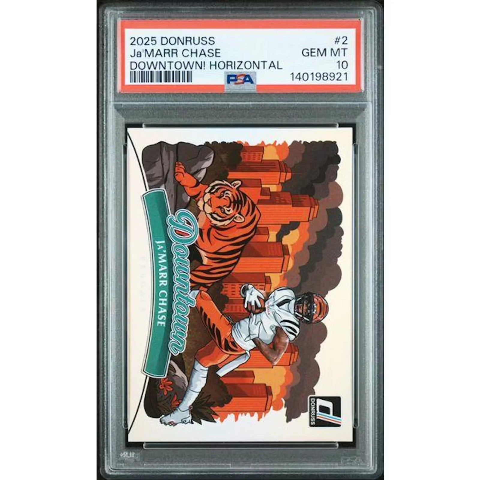 Ja'Marr Chase 2025 Panini Donruss Downtown Horizontal #2 | PSA 10