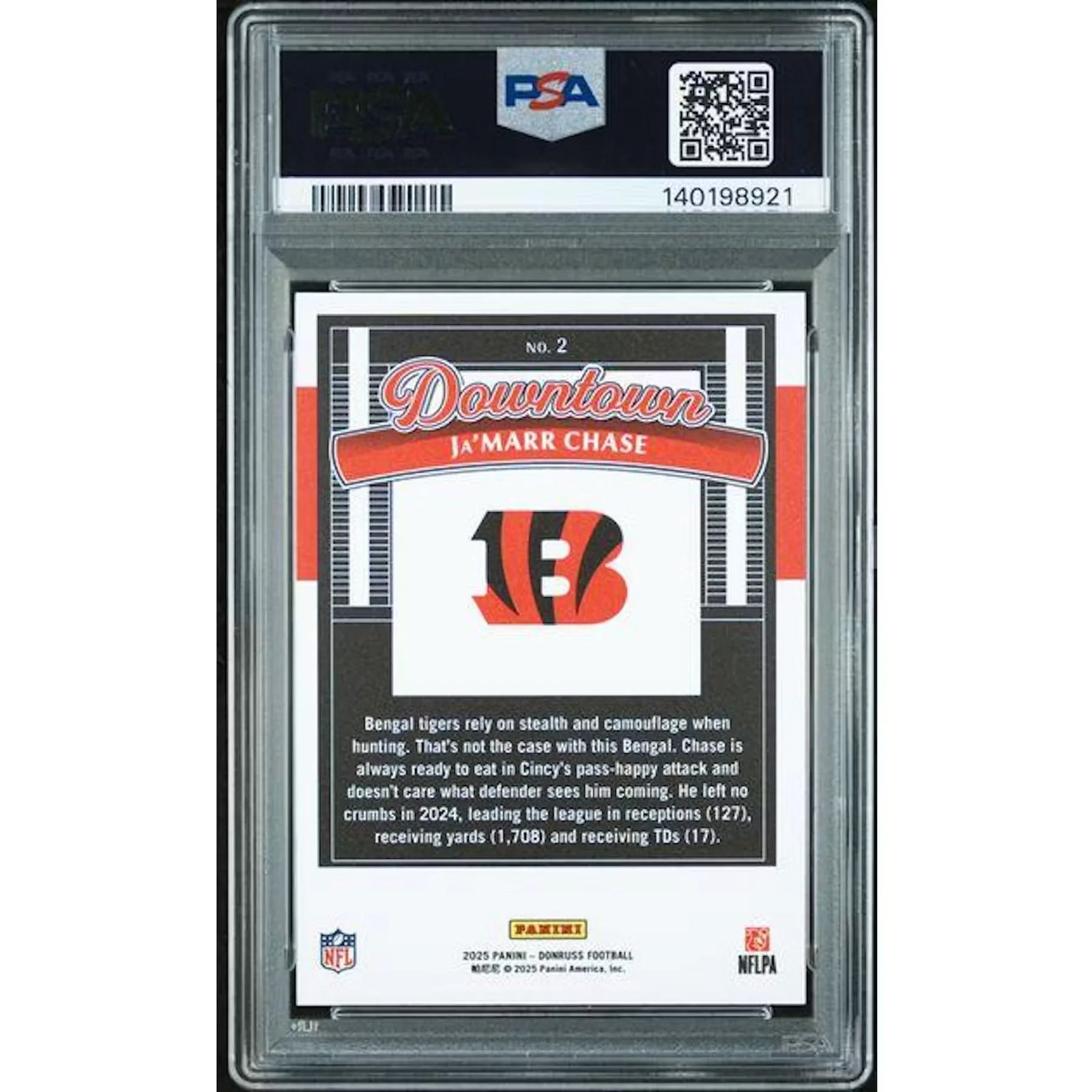 Ja'Marr Chase 2025 Panini Donruss Downtown Horizontal #2 | PSA 10